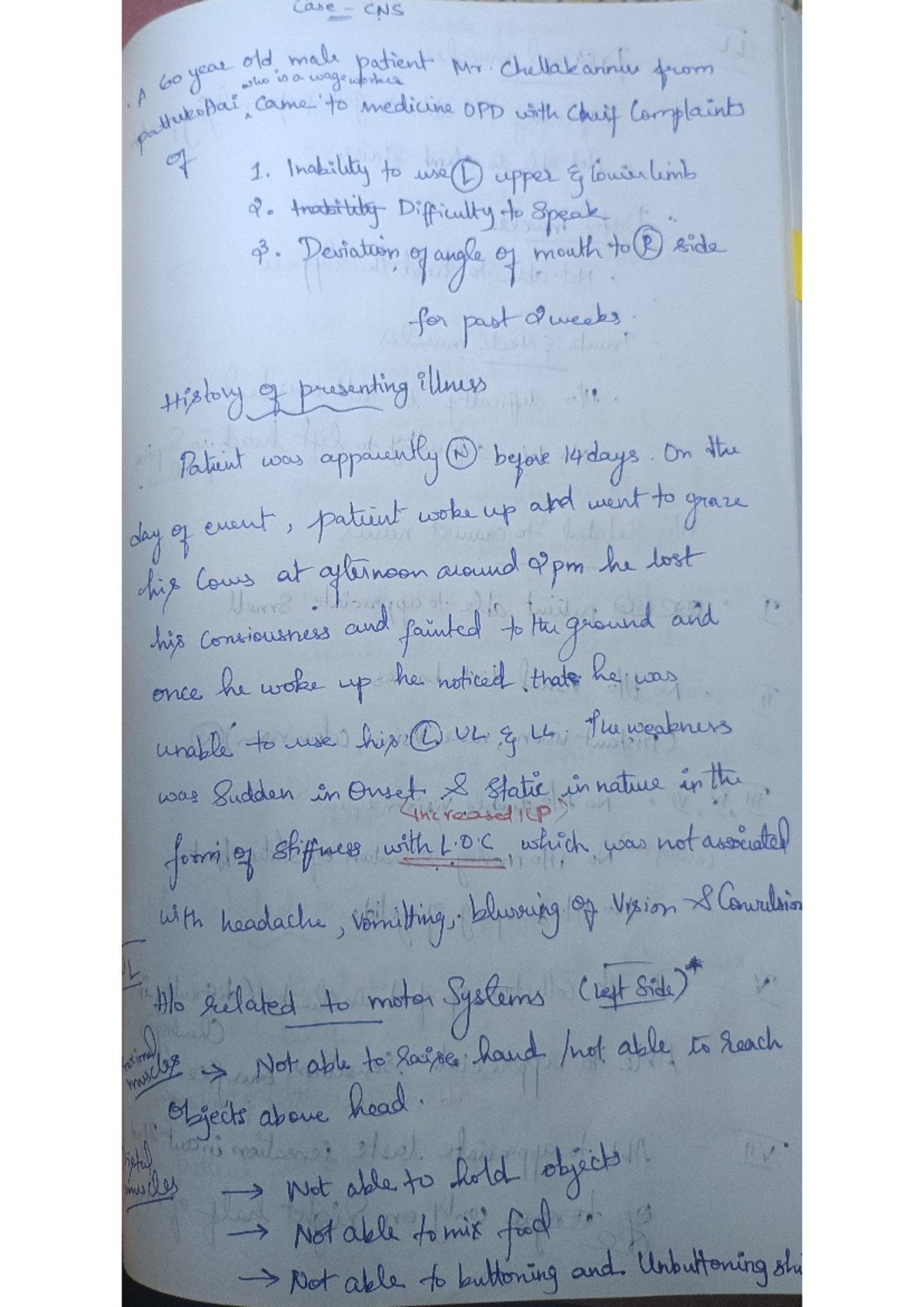 CNS Stroke Case Study - Clinical Notes on Mr. Chellakannu - Studocu