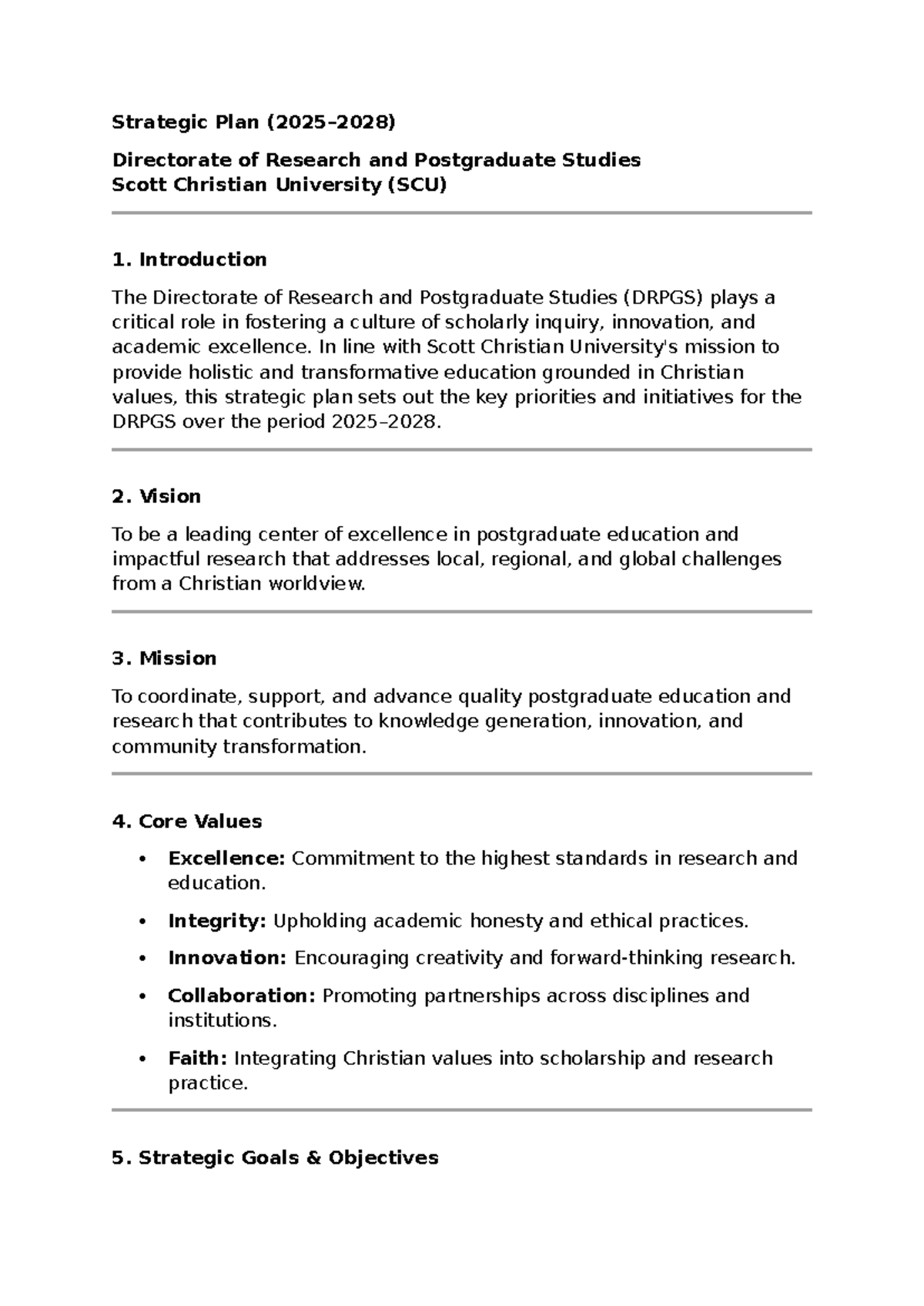 Strategic Plan for Research & Postgraduate Studies at SCU (2023-2028 ...