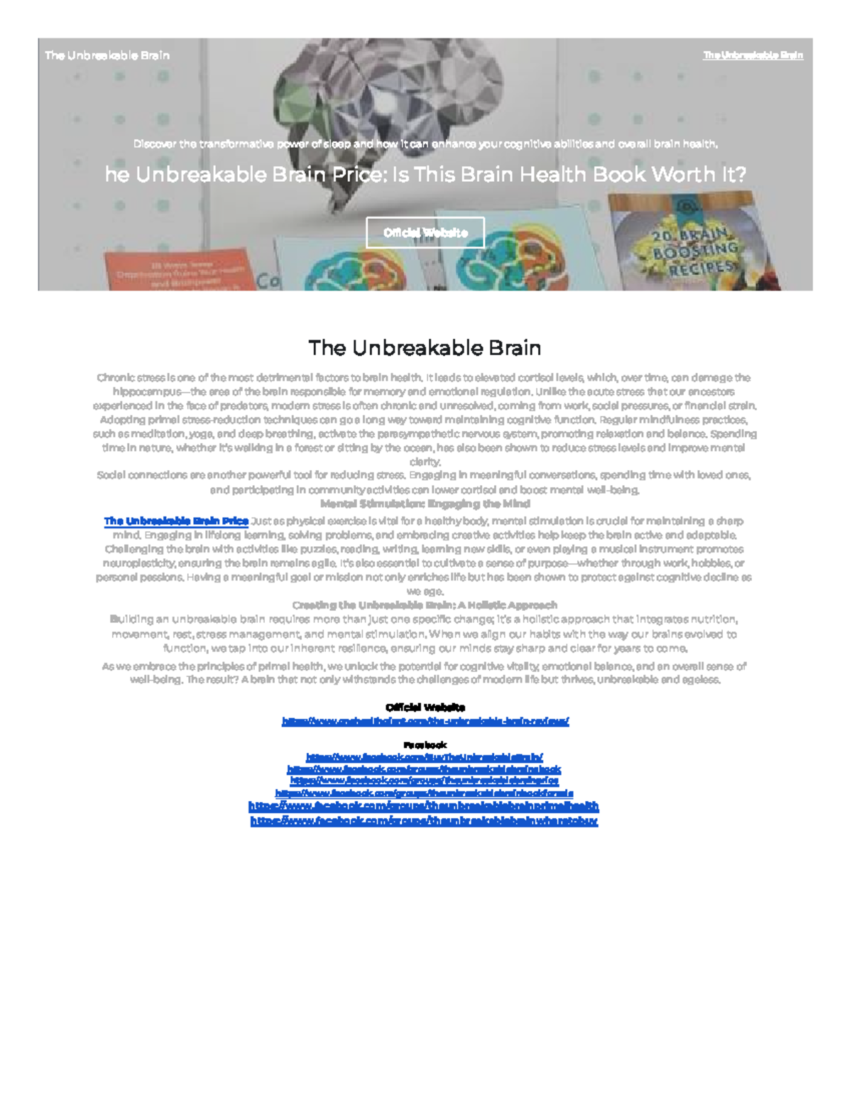 The Unbreakable Brain: Enhancing Cognitive Health Through Sleep ...