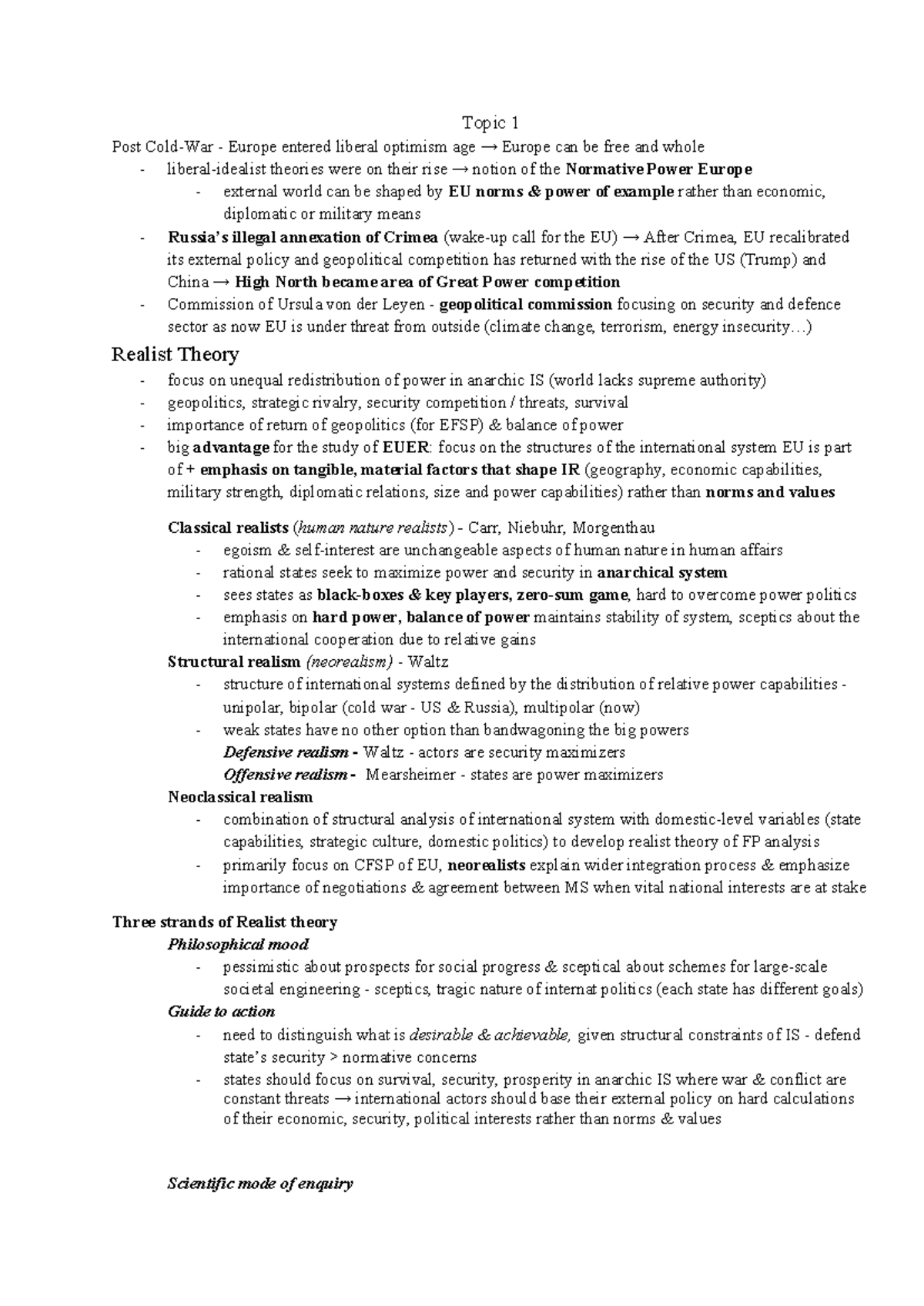 EU External Relations: Theories and Realist Perspectives on Power ...