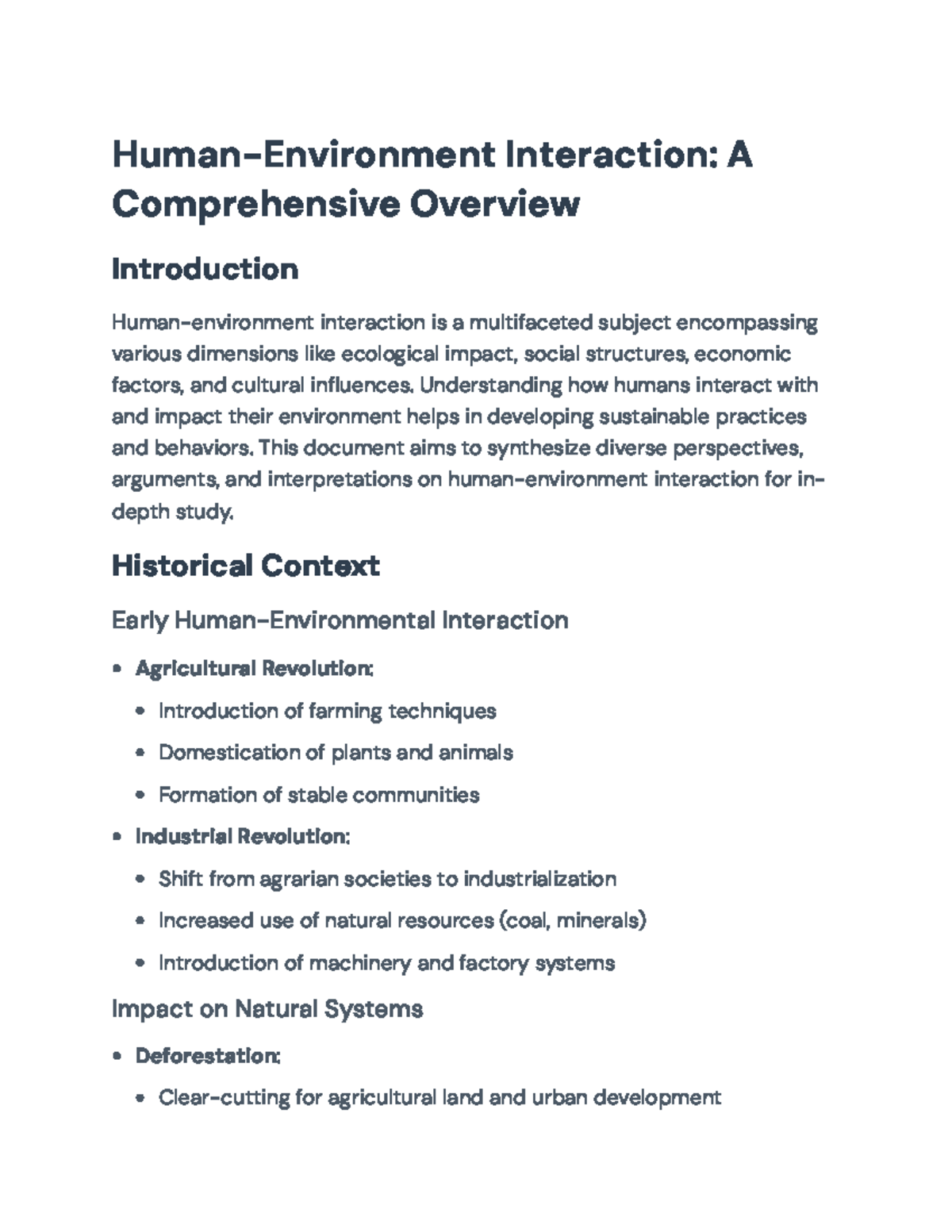 Human-Environment Interaction: An In-Depth Overview for Study - Human ...