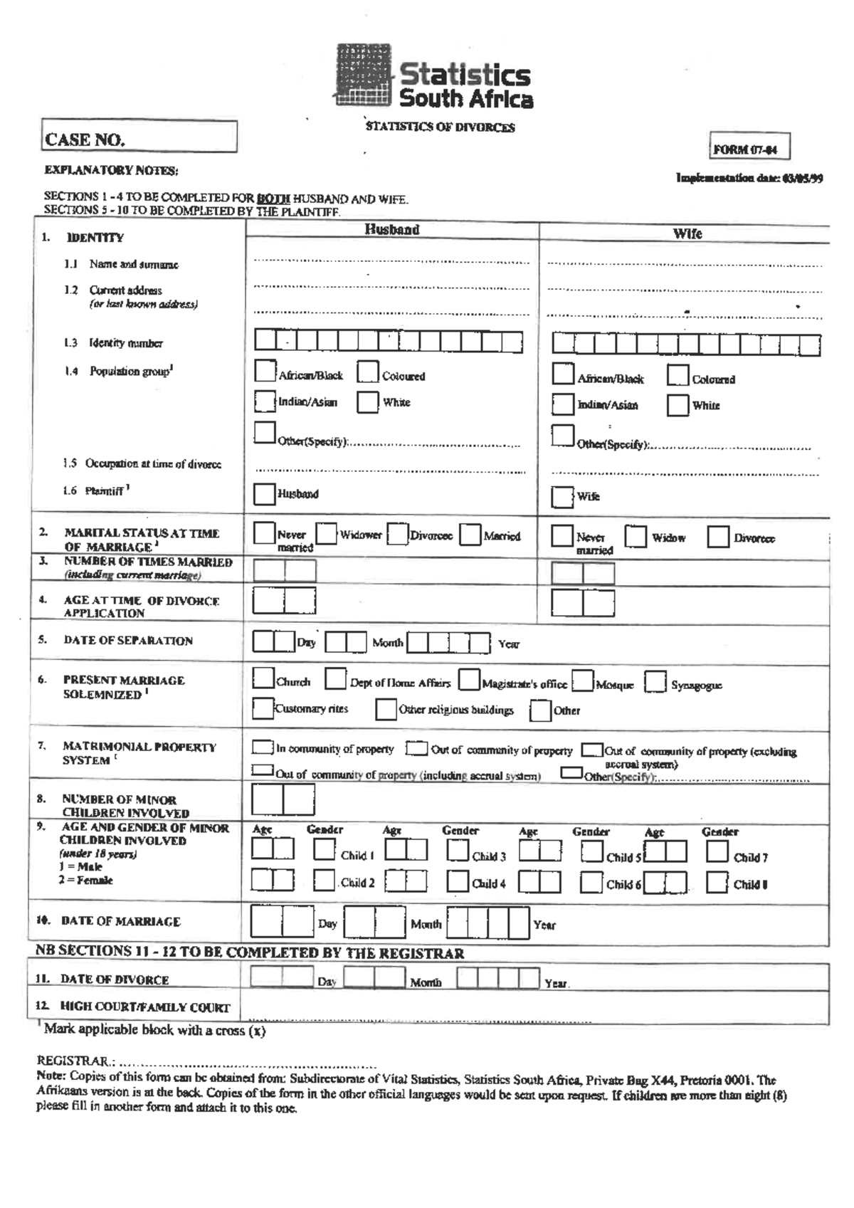 Divorce Statistics Overview and Data Analysis Form - Studocu