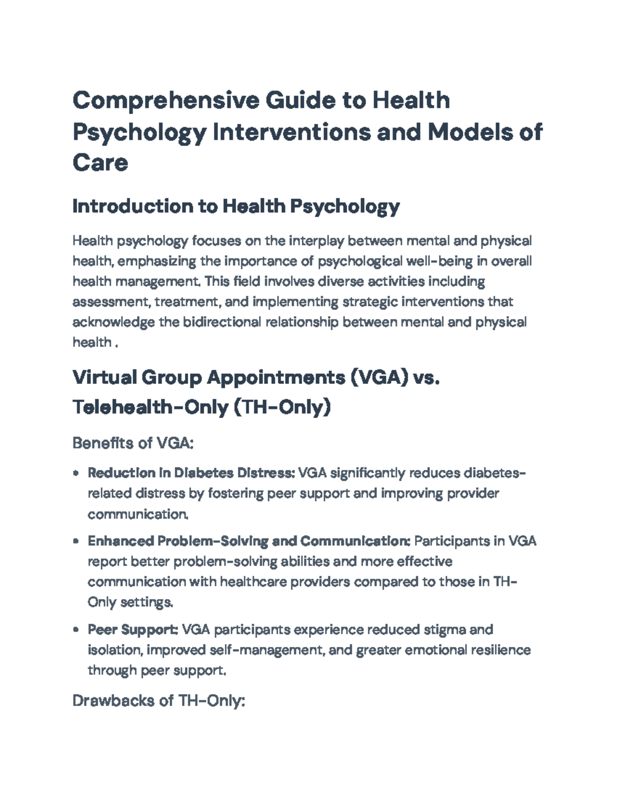 Comprehensive Guide to Health Psychology Interventions and Care ...