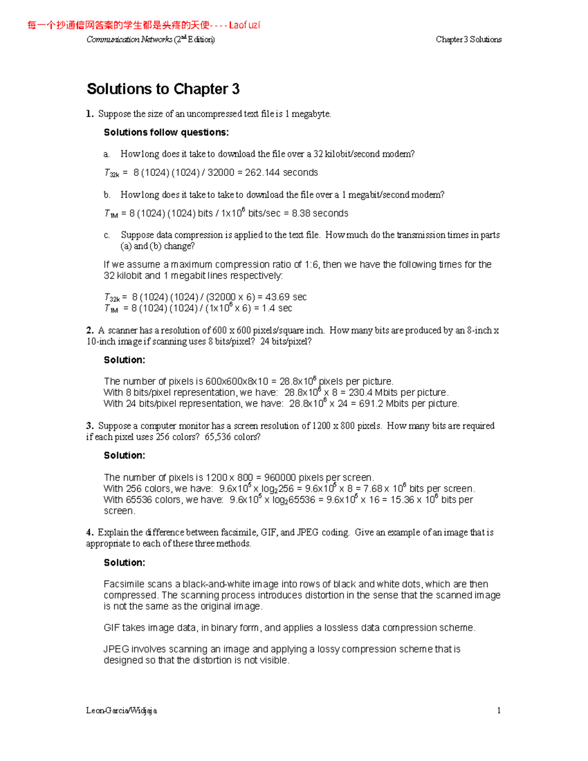 Ch3-solutions - Solutions to Chapter 3 of textbook - Solutions to ...