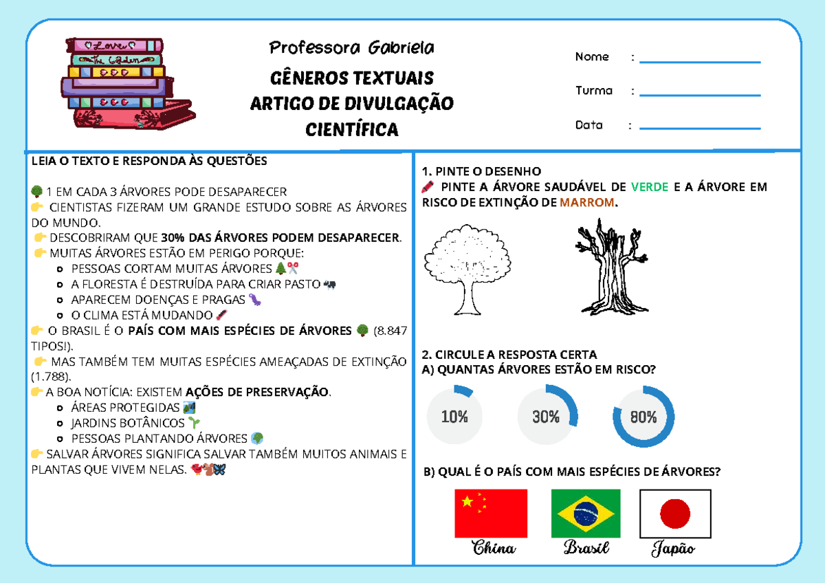 Atividade Adaptada - Artigo de Divulgação Científica (GÊNEROS TEXTUAIS ...