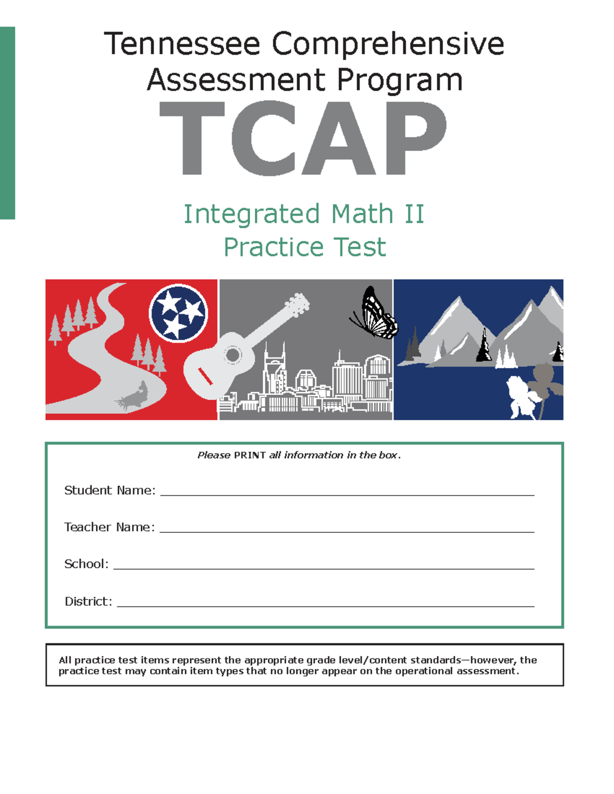 Integrated Math II TCAP Practice Test - Student Assessment Material ...