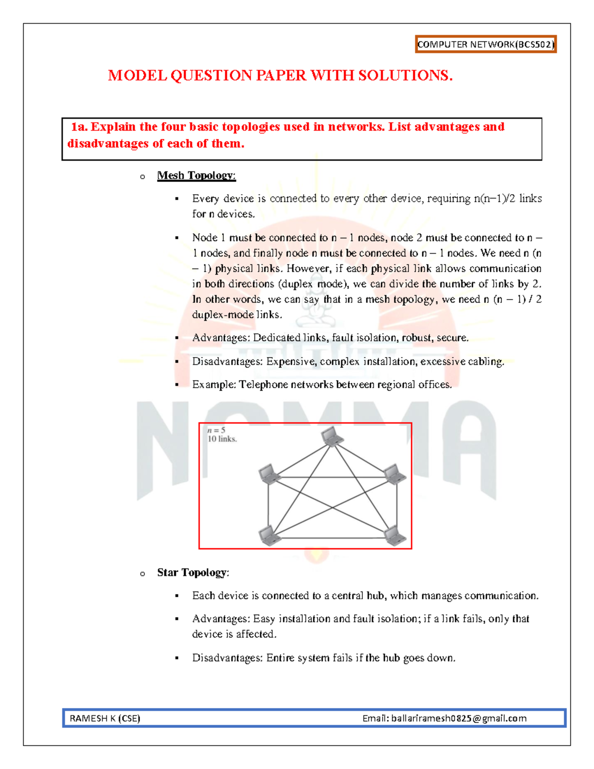 SET 1 Solns - Hey - MODEL QUESTION PAPER WITH SOLUTIONS. 1a. Explain ...