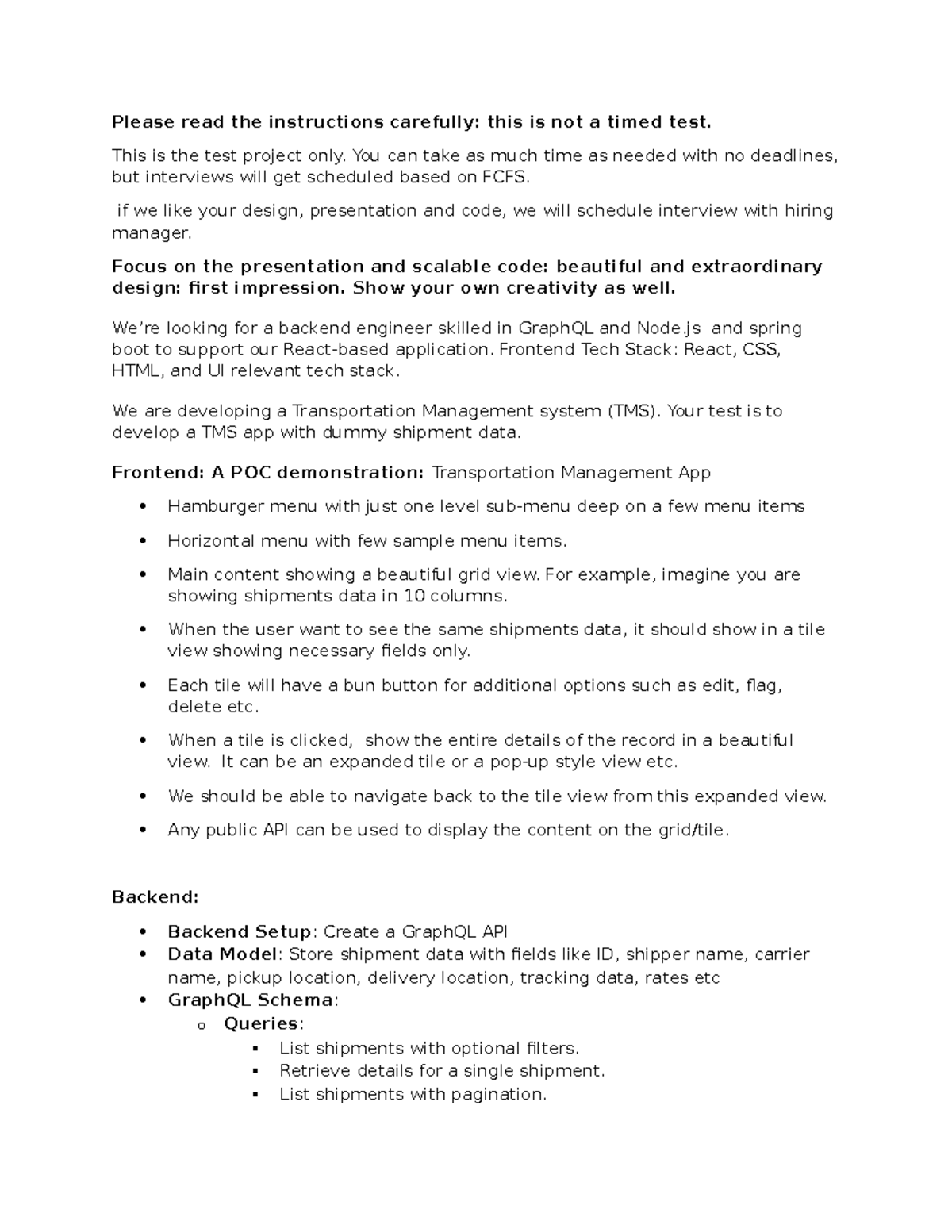 Skill Test: Full Stack Development for TMS - CS-101 - Studocu