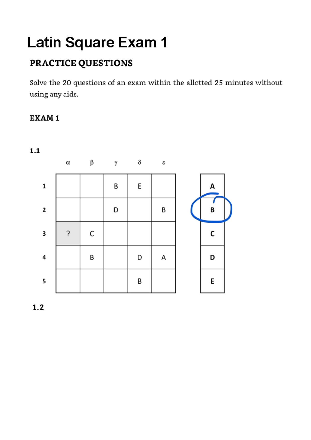 3. Latin Square Exam 1 - kajoa hcahc - Human resource management ...