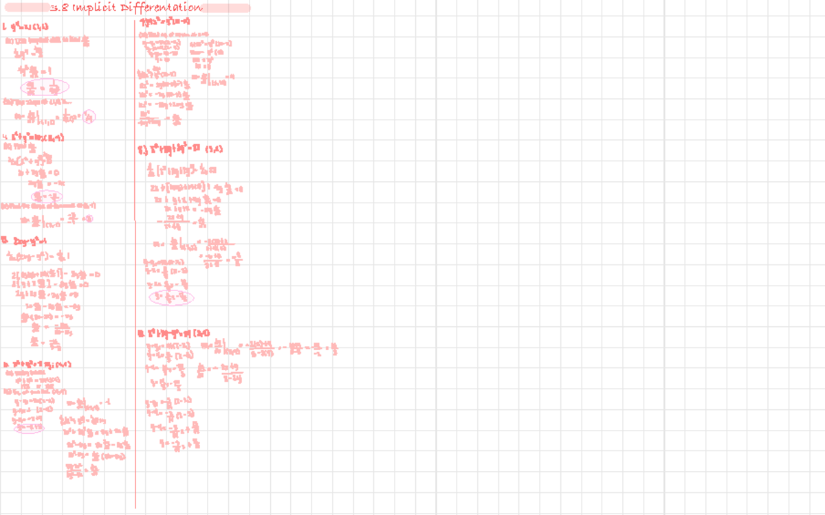 Implicit Differentiation Notes for Calculus 3 (3.8) - Studocu