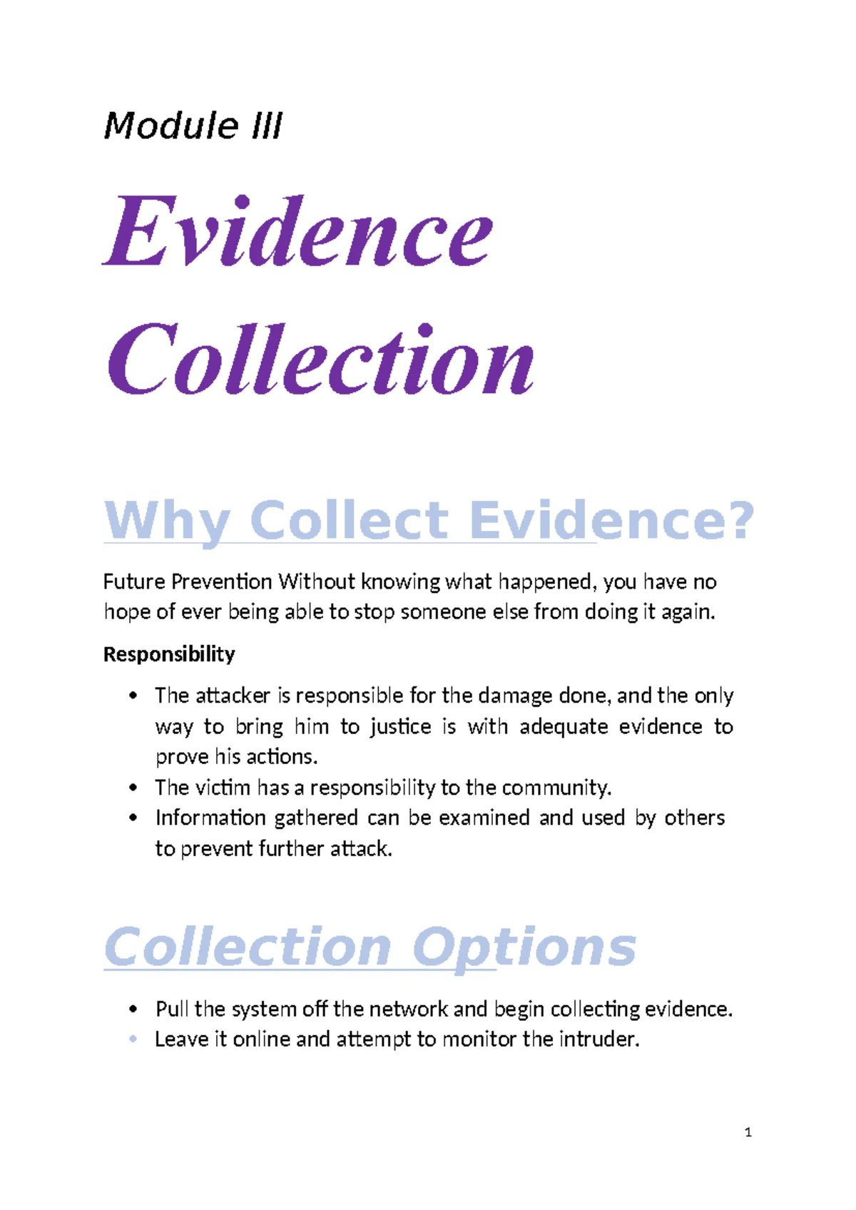 Cyber Forensic M3: Evidence Collection and Analysis Guidelines - Studocu