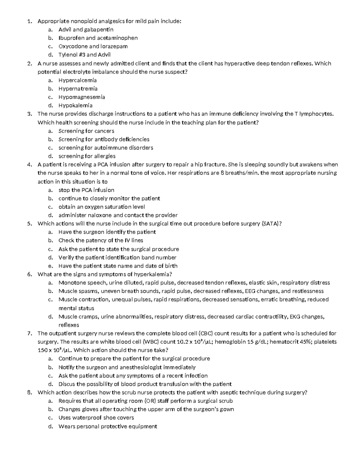 Medsurg 1 Final Exam Practice: Essential Review Questions and Concepts ...