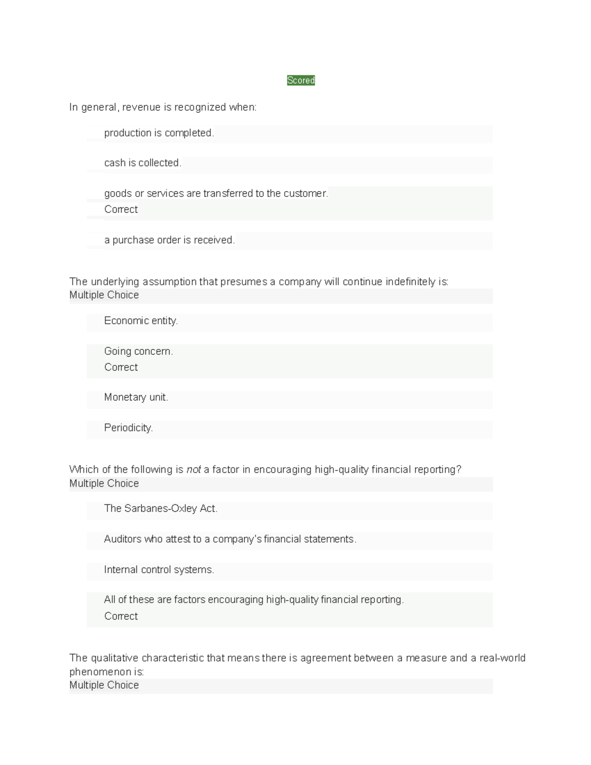 Accounting Practice Questions & Answers: Multiple Choice Format (ACC ...