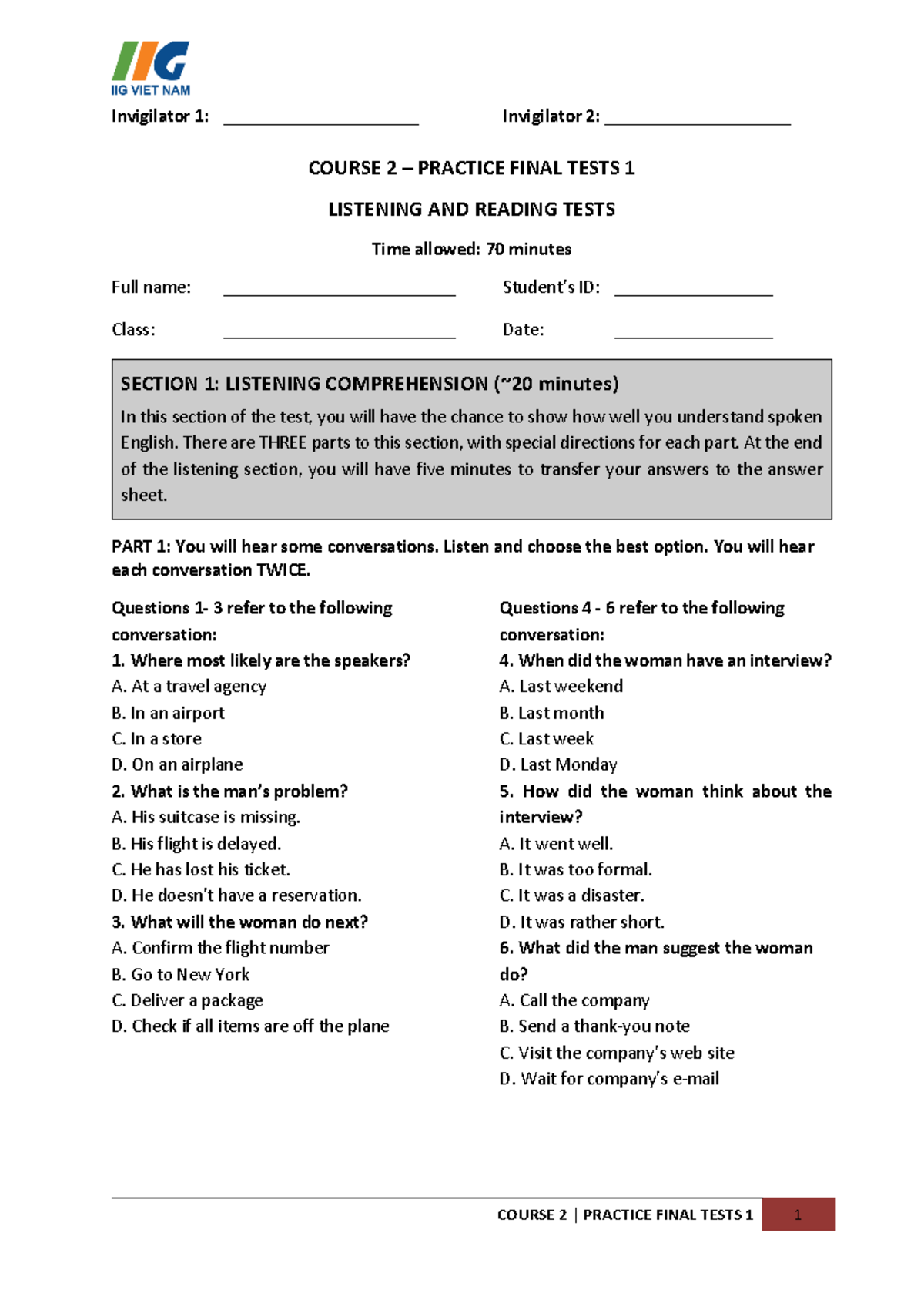 C2 Practice Test 1 - 32w - Invigilator 1 ...