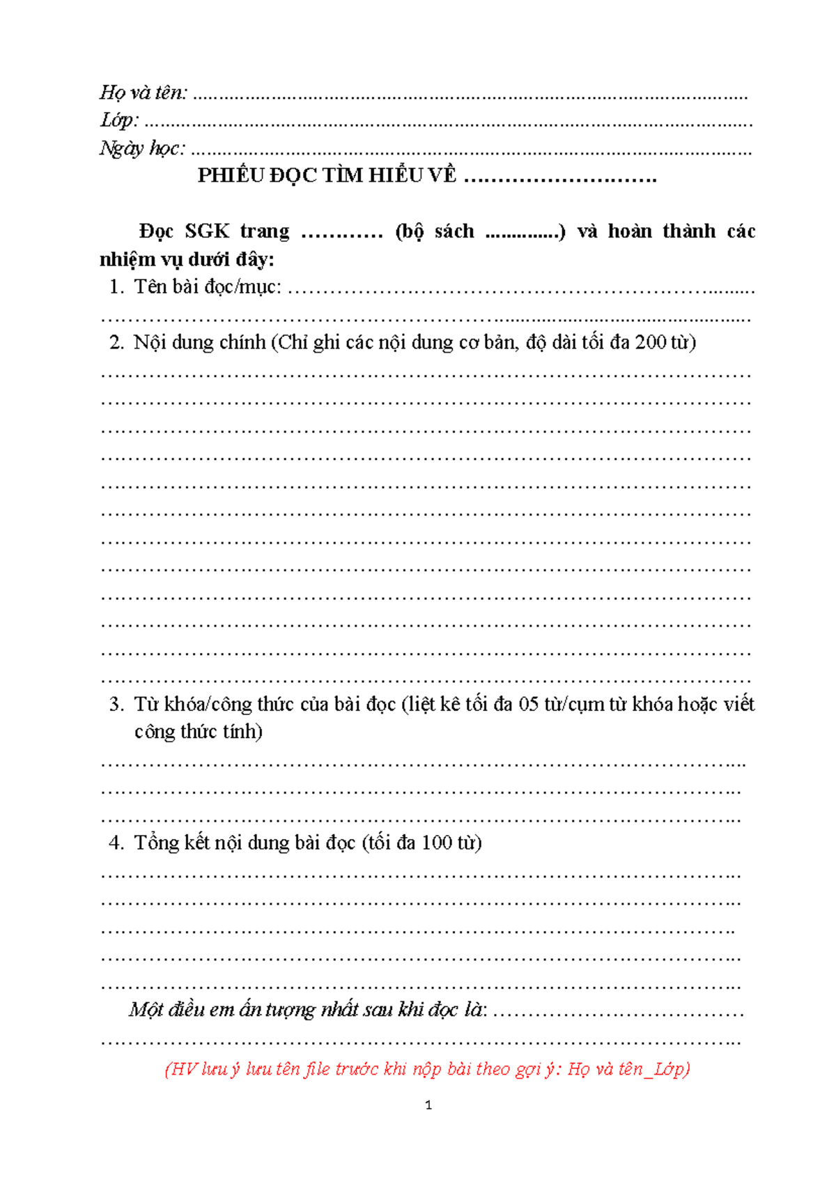 Phiếu Đọc Tìm Hiểu Về Nội Dung Học Tập - Lớp 02 - Studocu