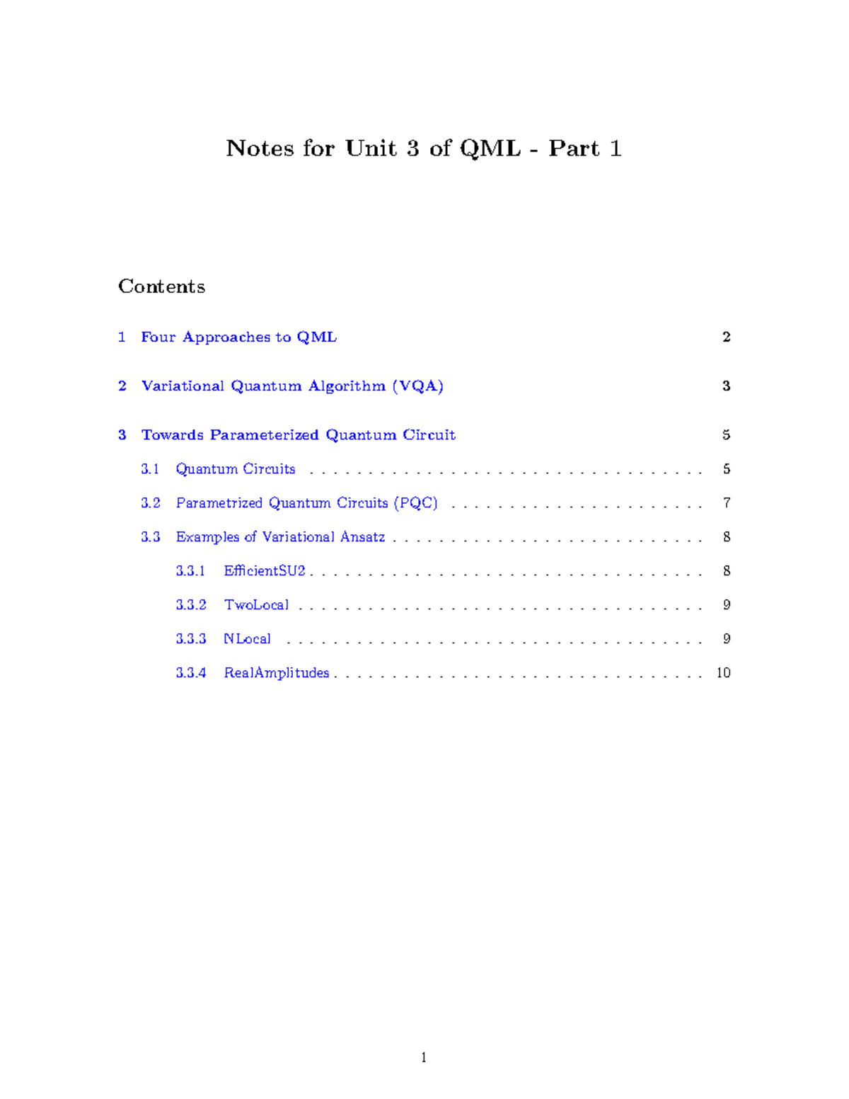 Notes on Variational Quantum Algorithms (VQA) - QML Part 1 - Studocu