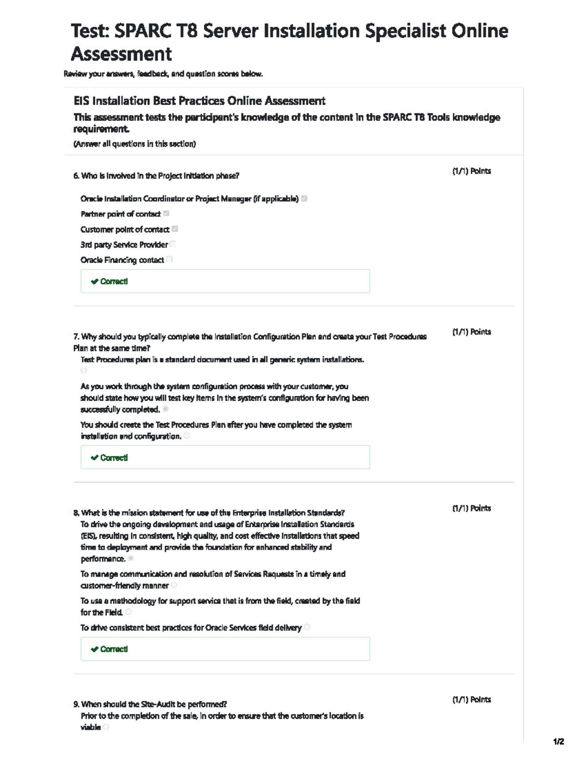 SPARC T8 Installation Specialist Assessment Review and Best Practices ...
