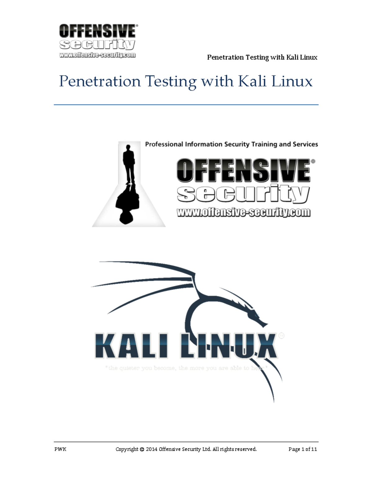 Penetration Testing with Kali Linux - PWK Study Guide - Studocu
