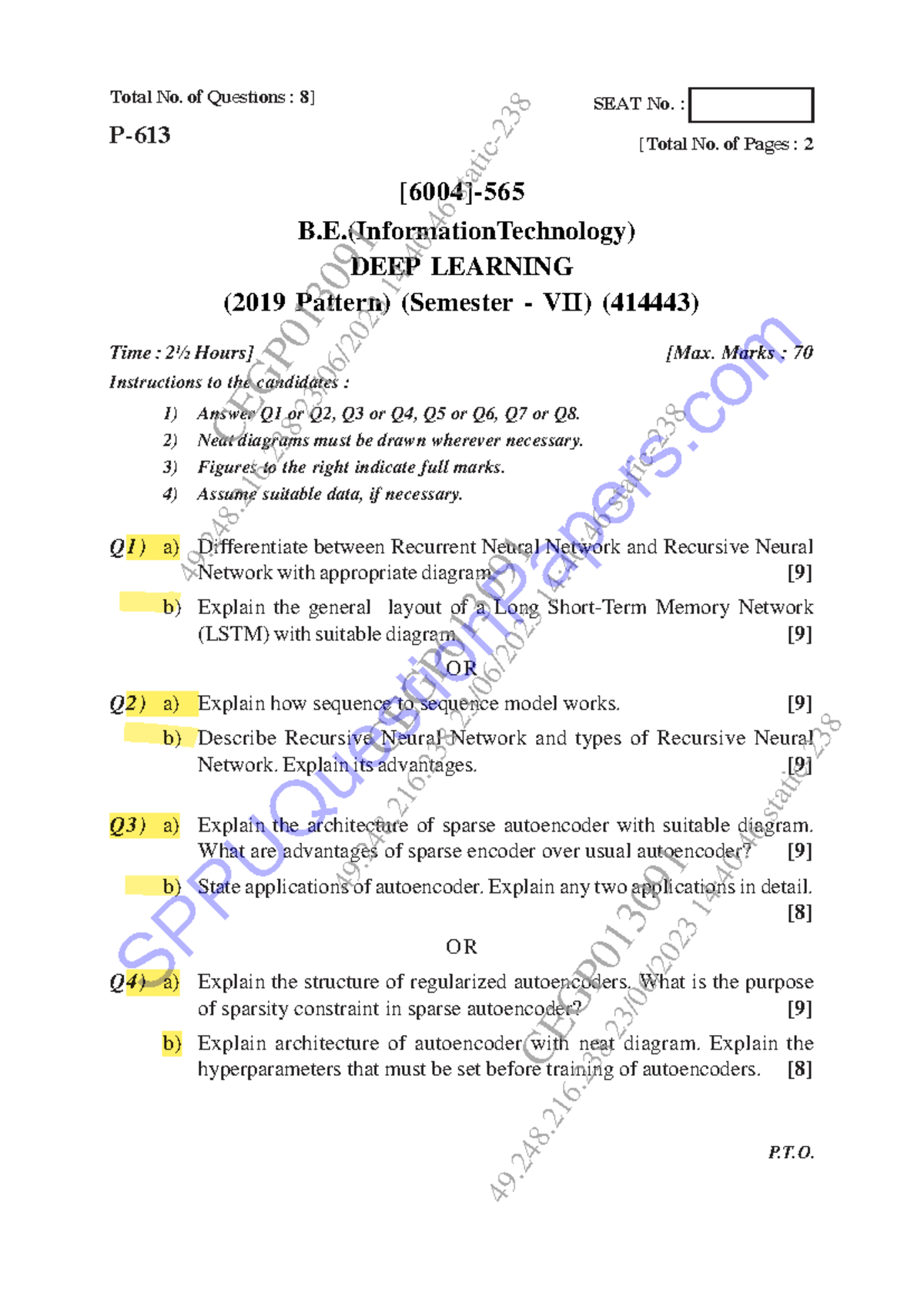 DL 2023 May - B.E. IT Deep Learning Previous Year Paper - Studocu