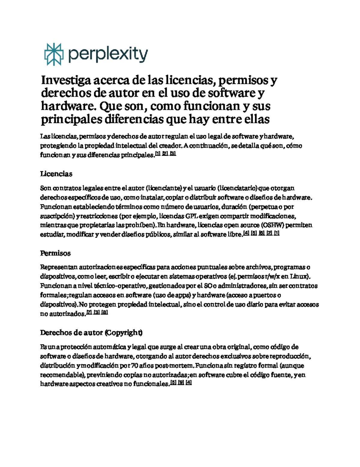 Licencias, Permisos y Derechos de Autor en Software y Hardware - Studocu