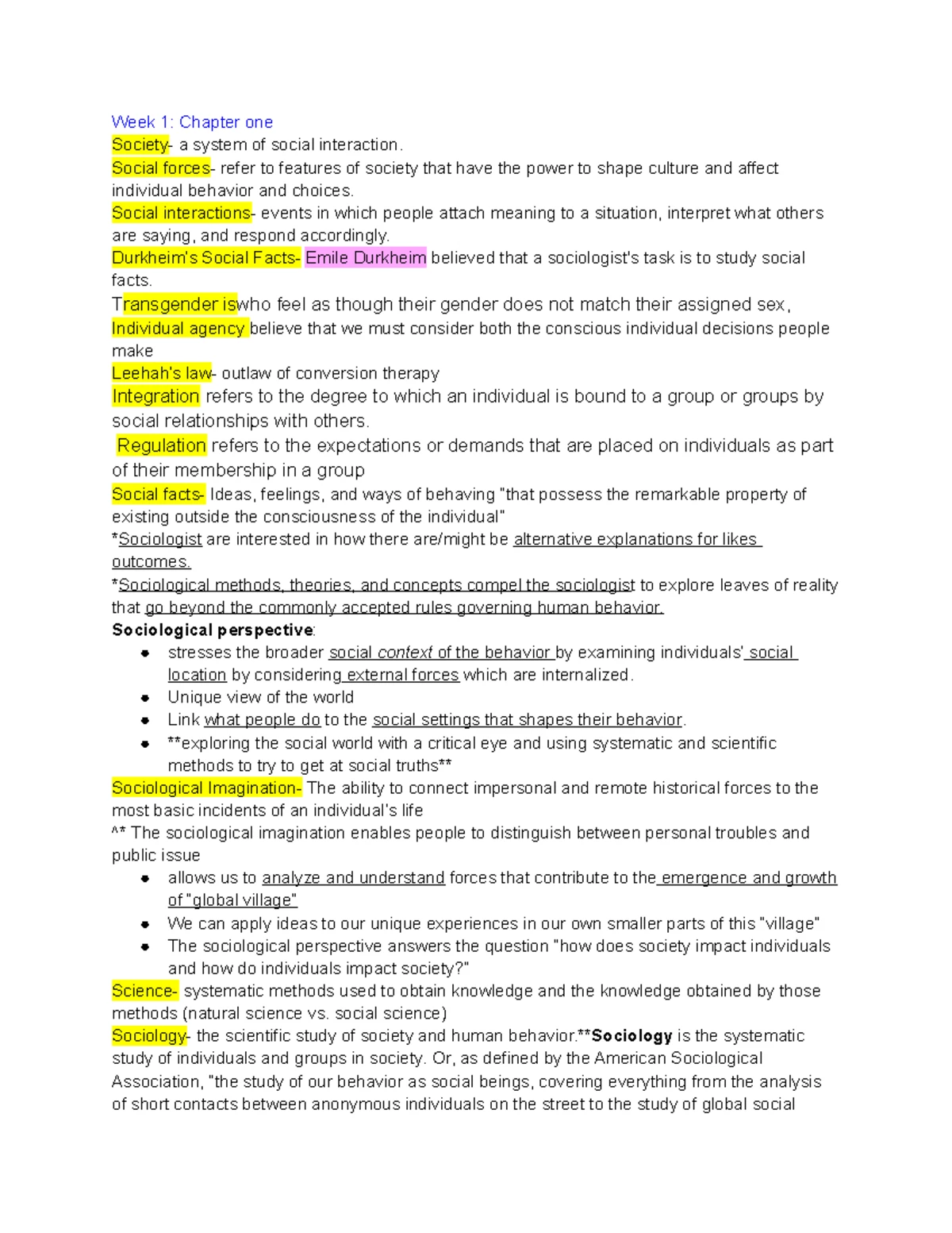 Sociology Lecture Notes on Social Interaction - 2025WI-SOC-2510 ...