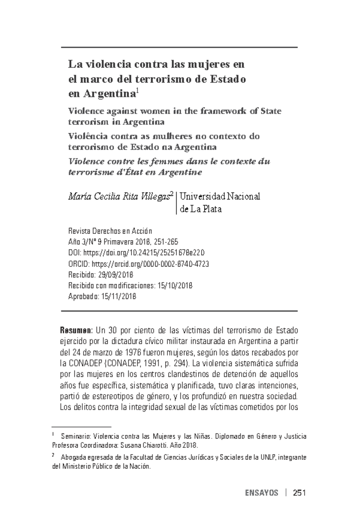 La violencia de género en el terrorismo de Estado en Argentina ...