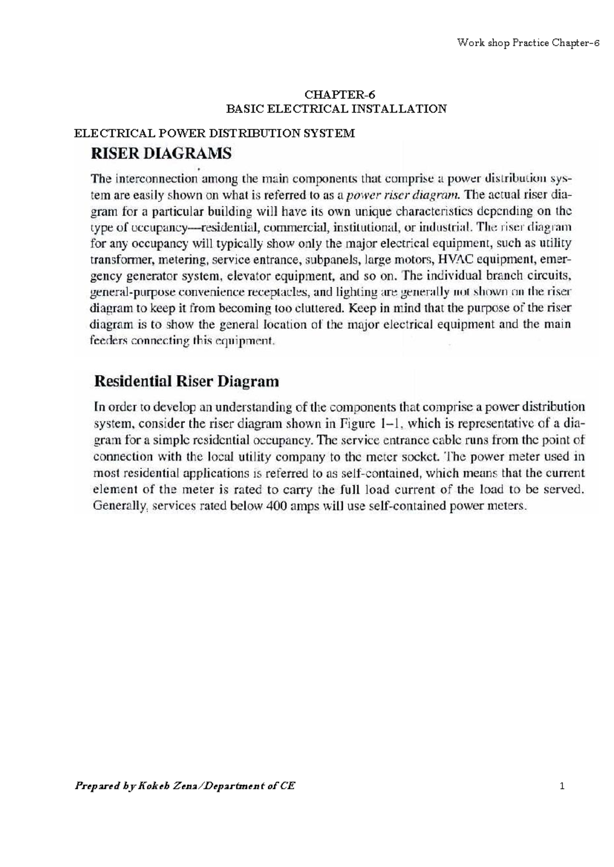 Ch-6 - BASIC ELECTRICAL INSTALLATION - CHAPTER- BASIC ELECTRICAL ...