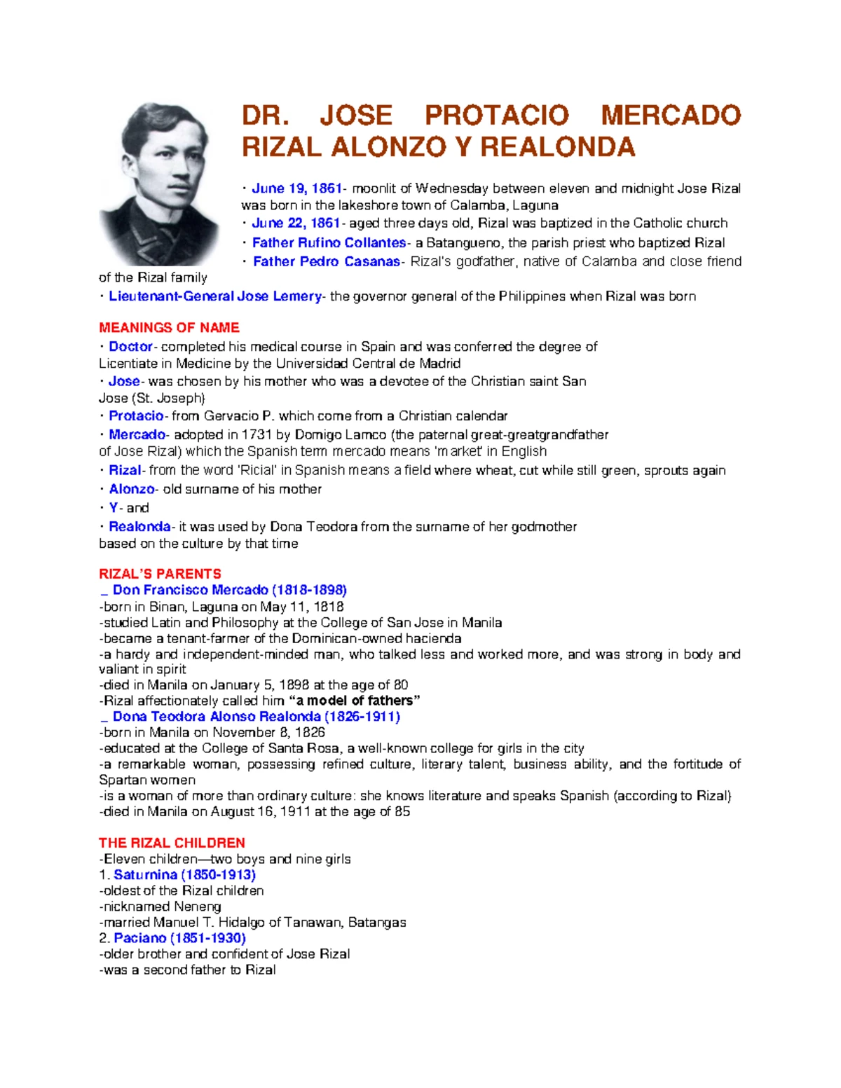 Pdf life and works of rizal - Life and works of Rizal JOSE RIZAL, the ...