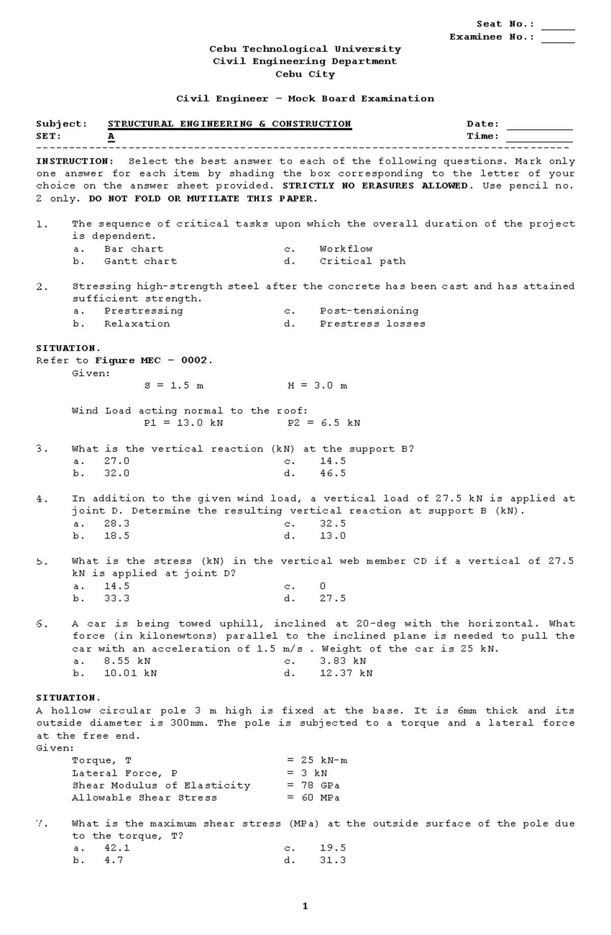 3A-Structural Engineering Mock Board Exam Review Notes - Studocu