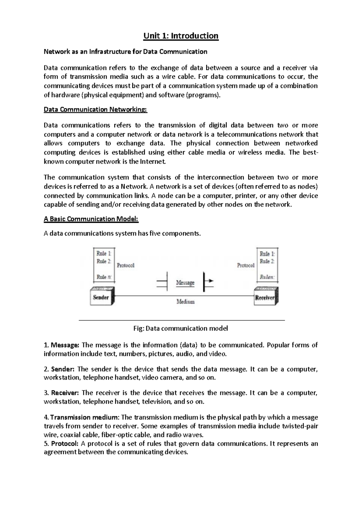 Unit 1 - Introduction (Edited) - Unit 1: Introduction Network as an ...