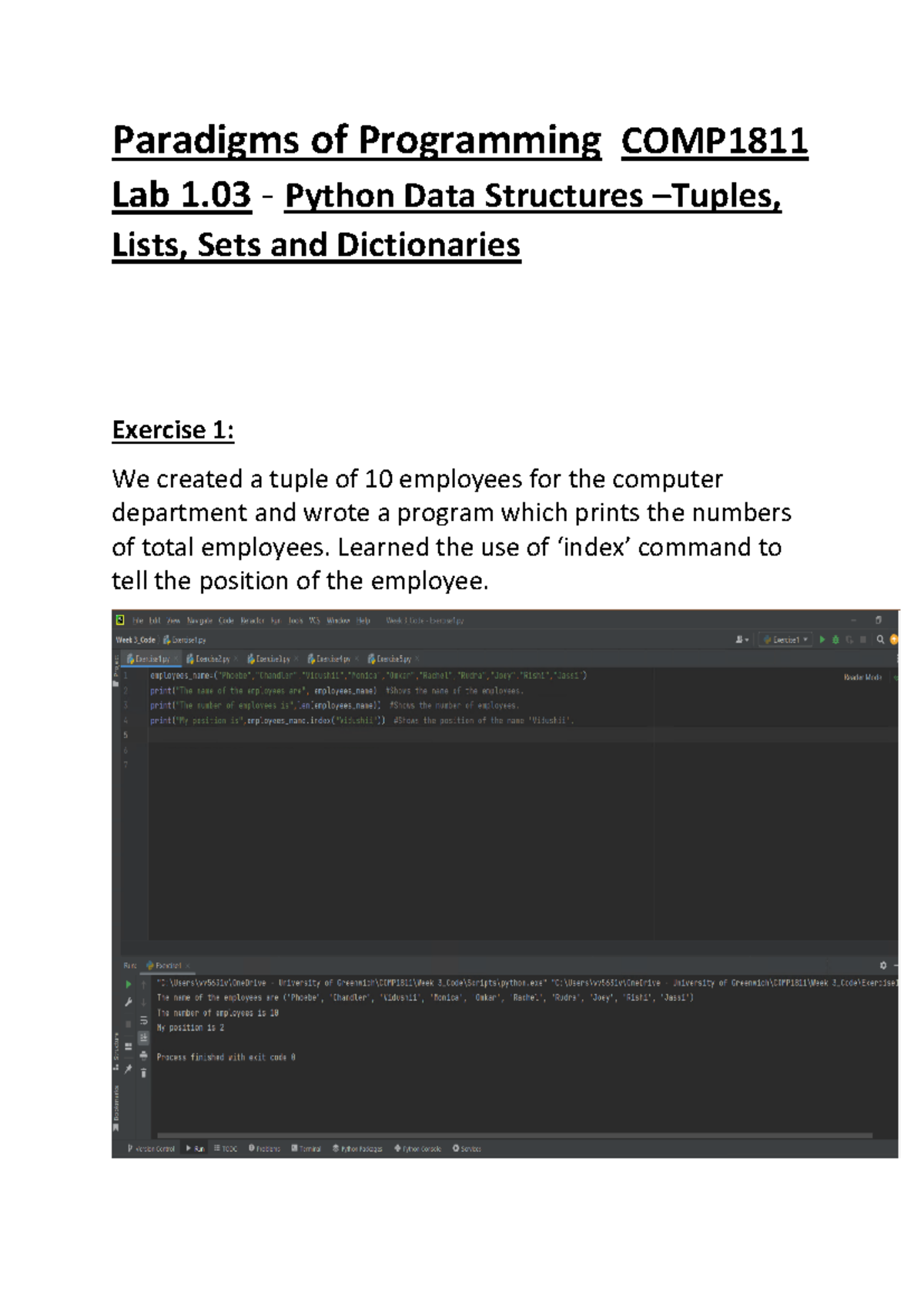 COMP 101 - Lab 1: Python Data Structures with Exercises Explained - Studocu