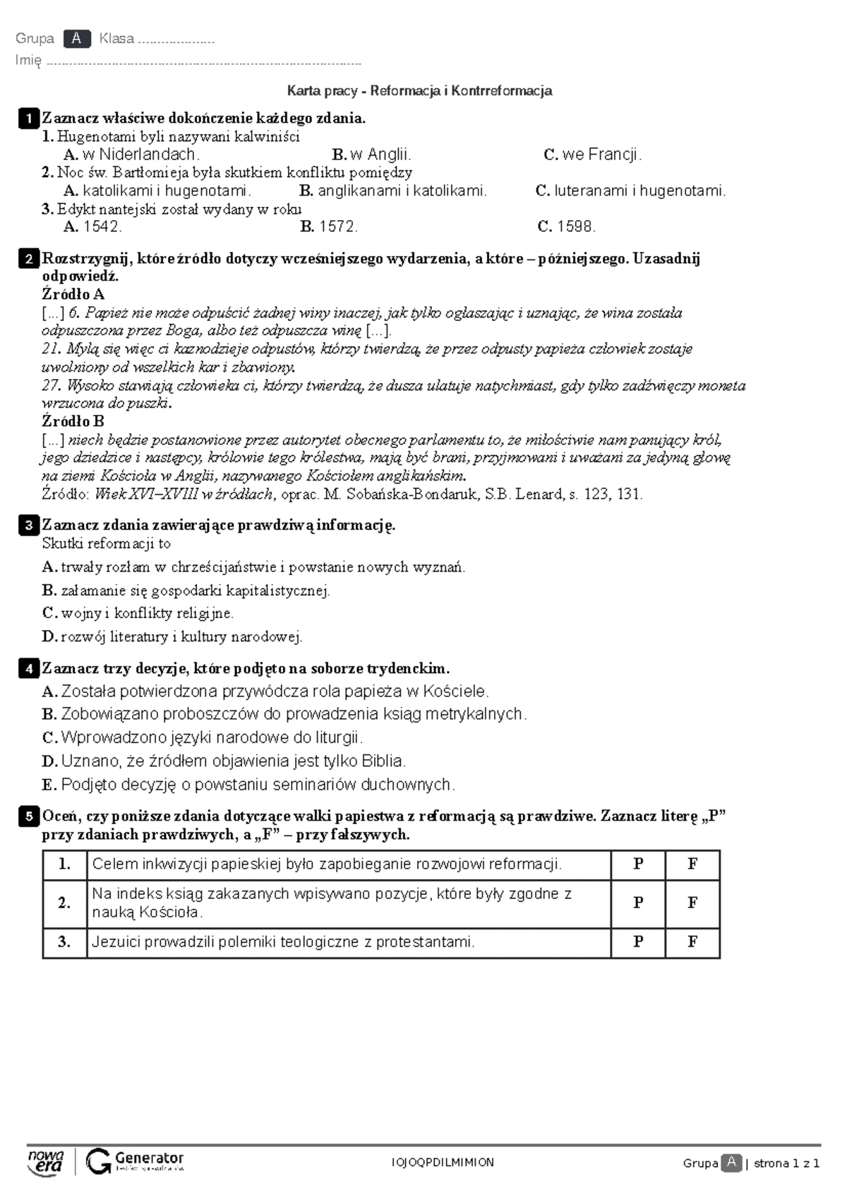 Sprawdziany z Historii dla Klasy 4 WSiP - PDF do Pobrania - Studocu