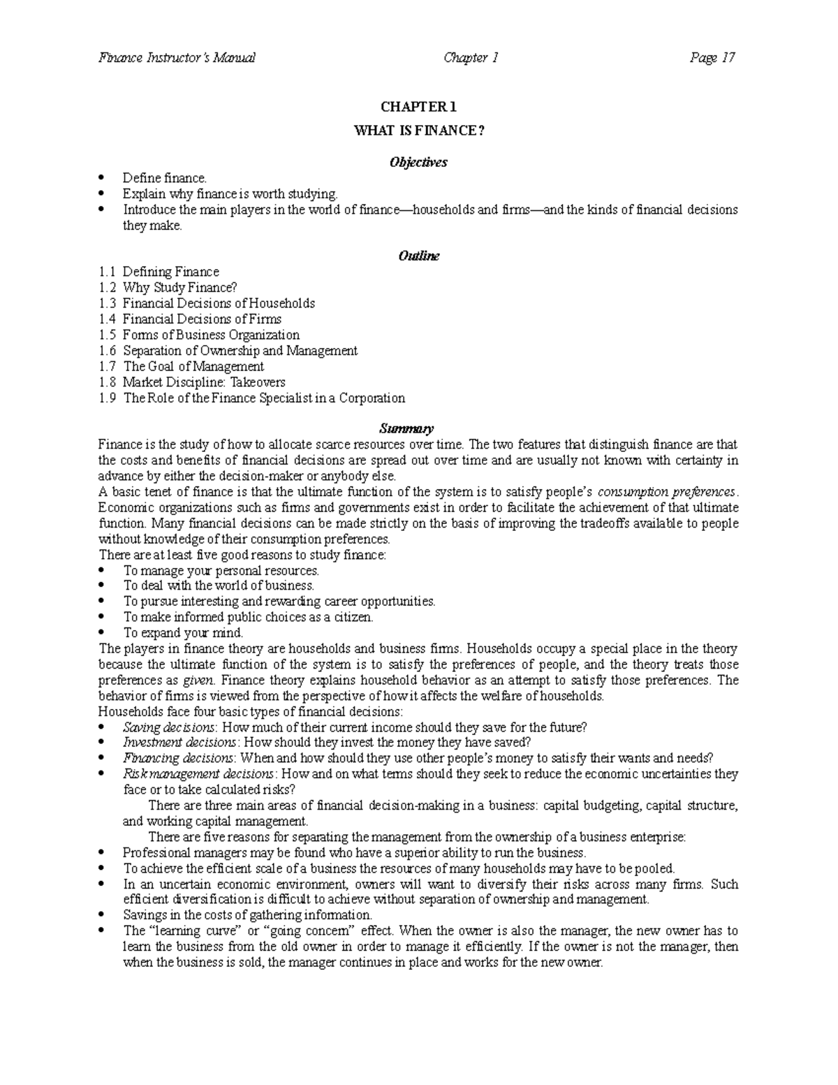 Kthtc Finance Chapter 1: Fundamental Concepts and Decisions - Studocu