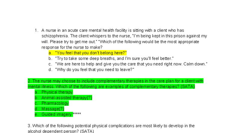 MHFINAL - Comprehensive Study Guide for Mental Health Nursing - Studocu