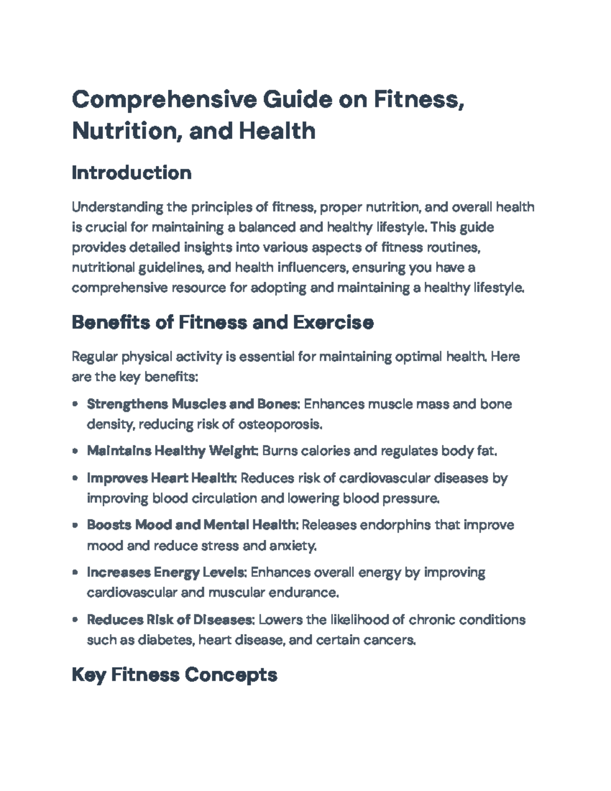 Comprehensive Guide to Fitness, Nutrition, and Health Principles - Comprehensive Guide on ...