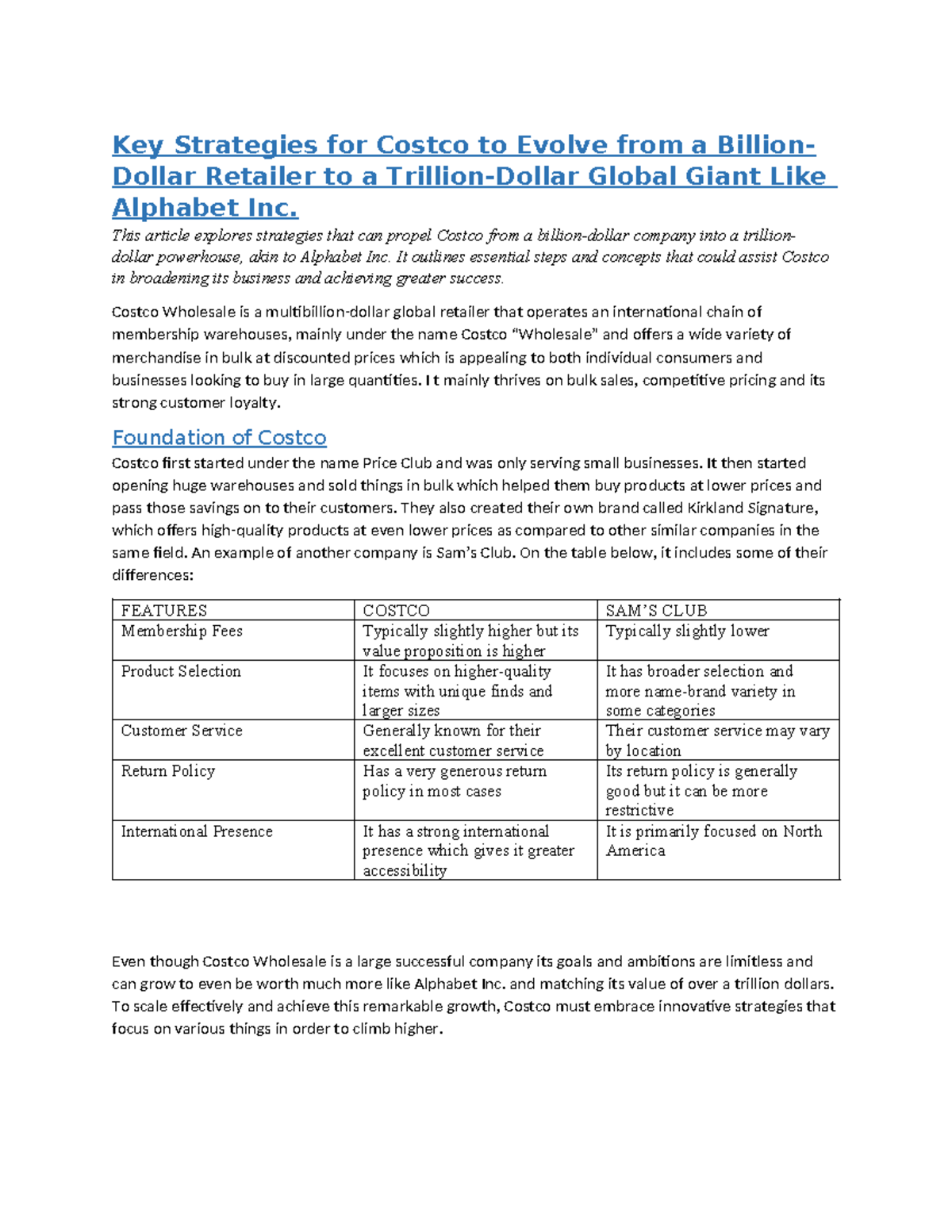 Strategies for Costco's Growth: From Billion to Trillion $ (Like ...