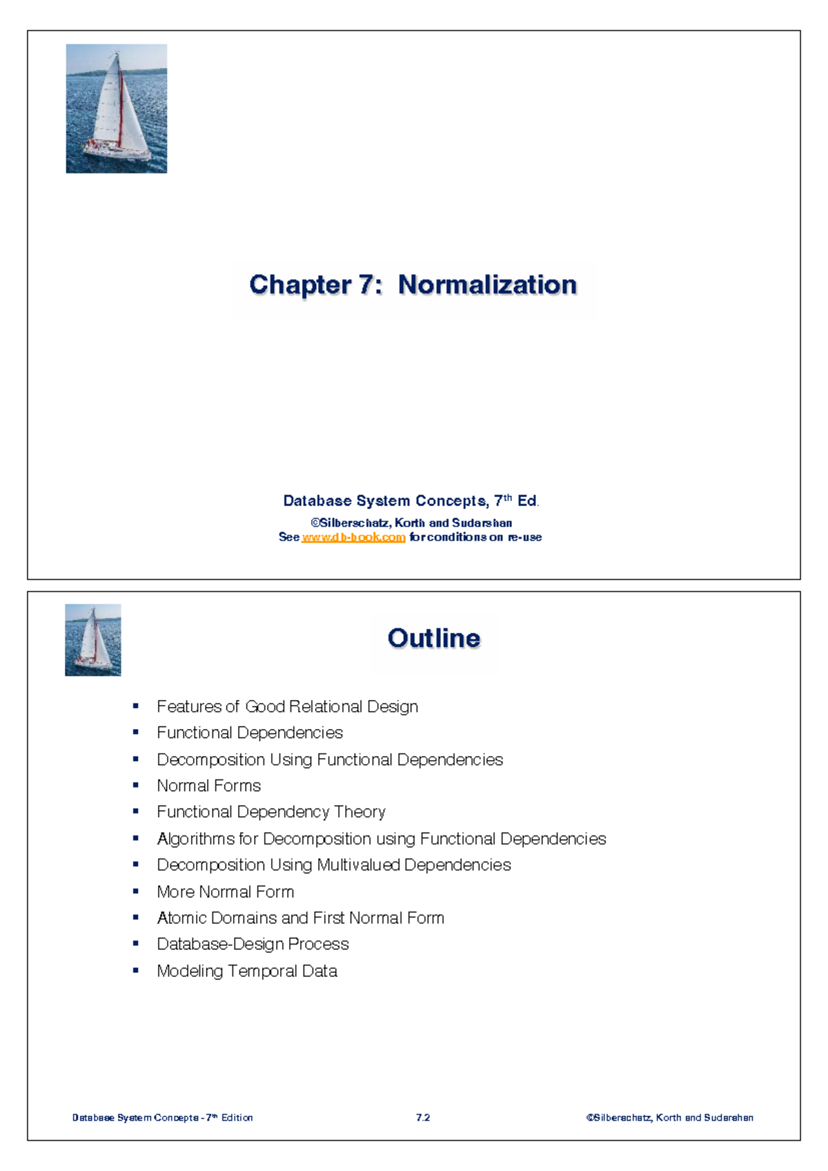 Chapter 7: Normalization in database system concepts (7th ed.) - Studocu