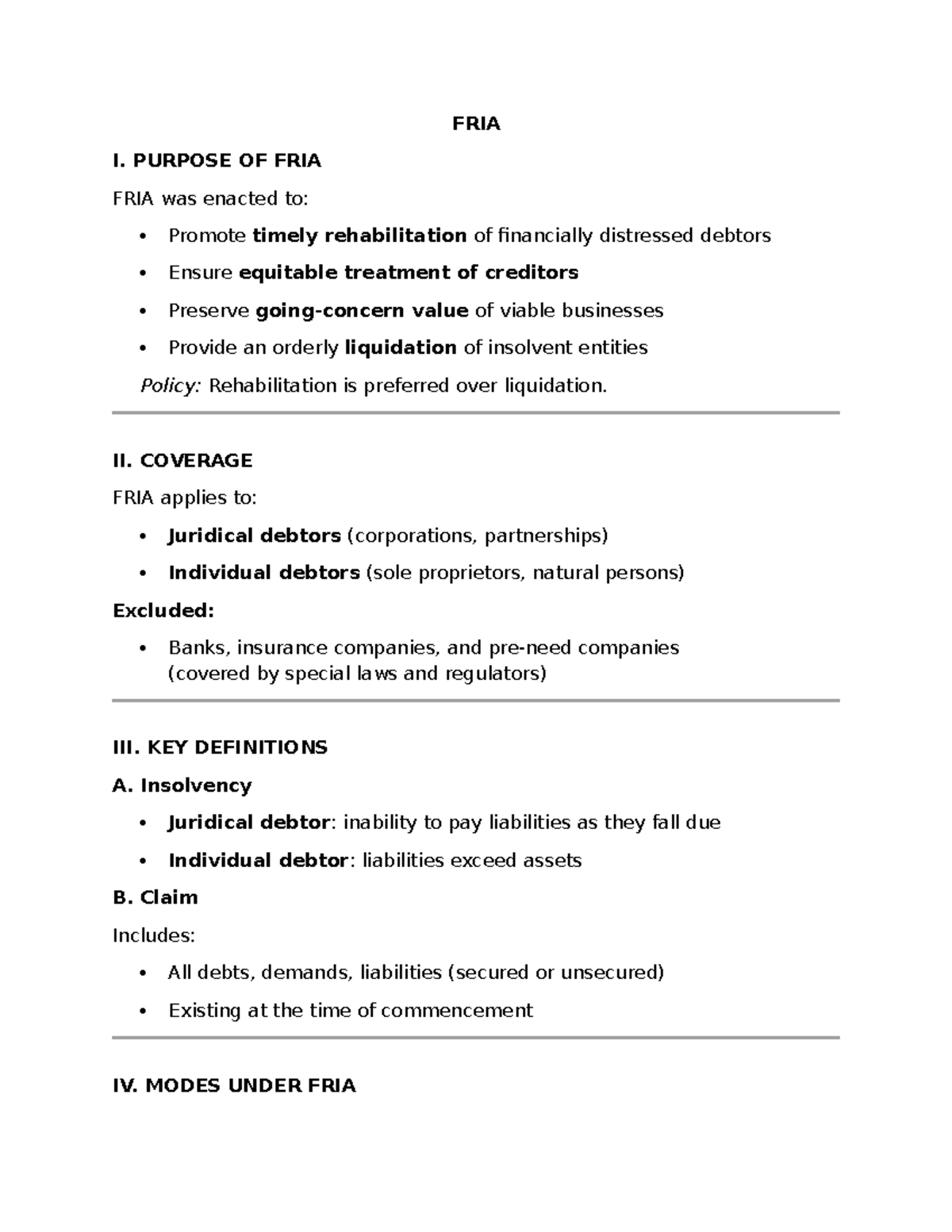 FRIA 101: Comprehensive Reviewer on Financial Rehabilitation ...