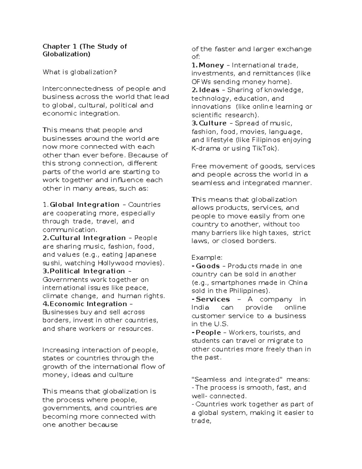 GEC-MID- Chapter 1: Understanding Globalization and Its Impact - Studocu