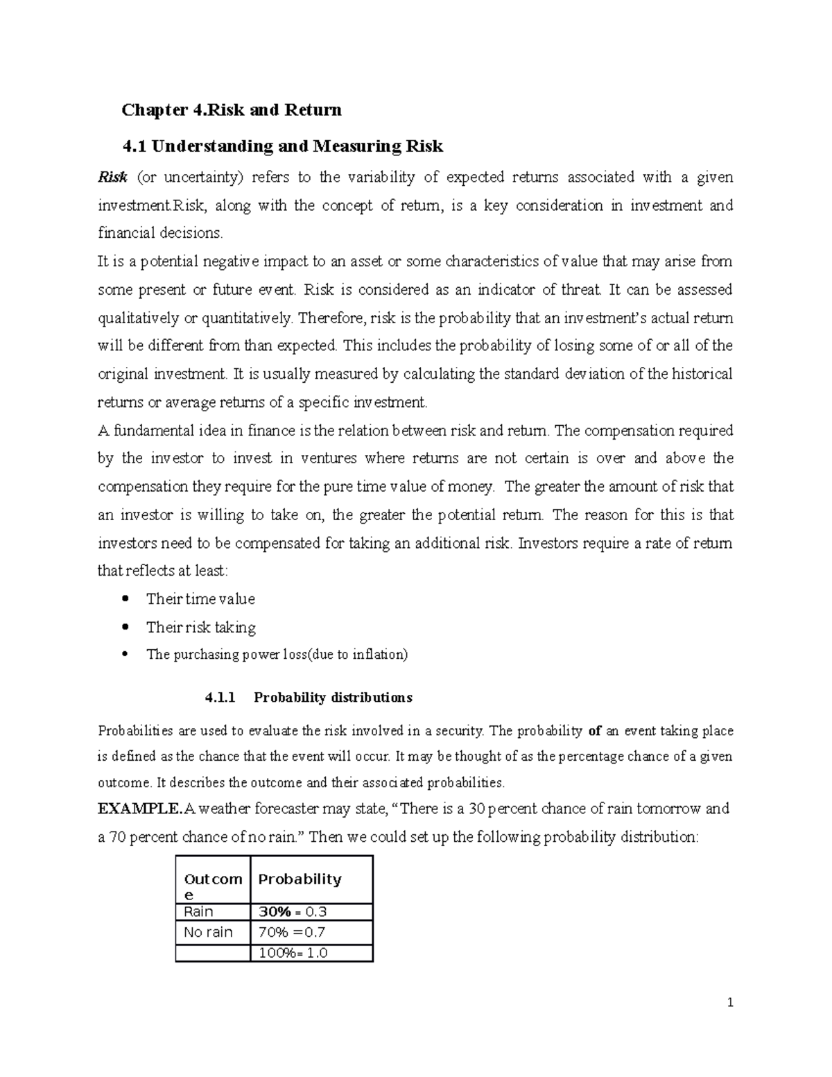 Chapter 4 - Risk and Return in Cost Management - Studocu