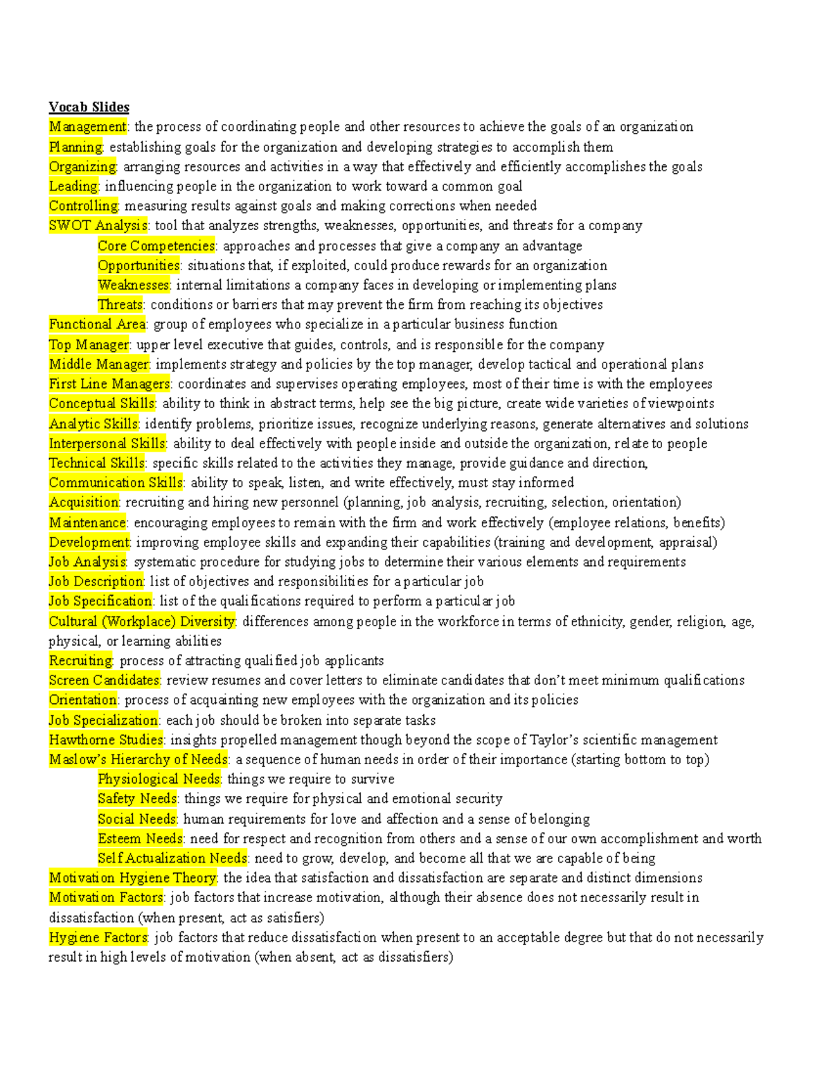 BUS010 - 2nd Midterm Study Guide: Key Management Concepts and ...