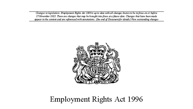 Employment Rights Act 1996: Up-to-Date Changes as of Nov 2025 - Studocu