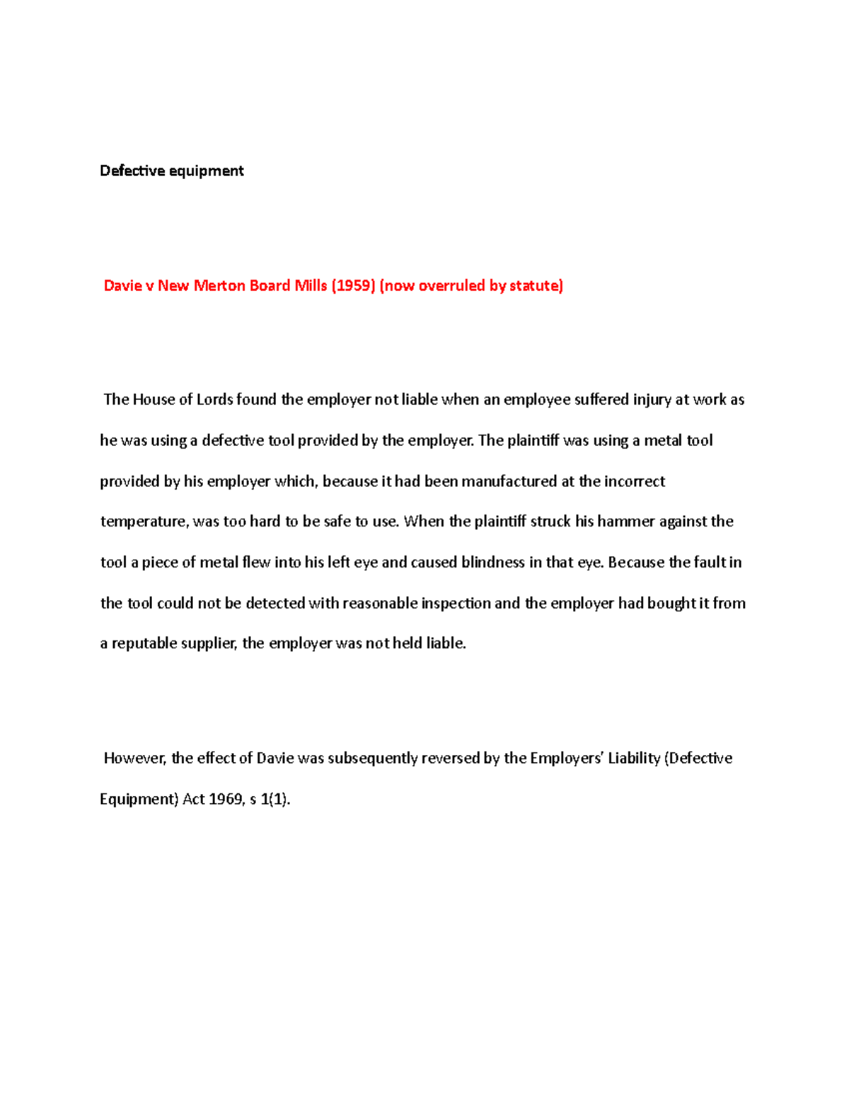 Employer’s Liability & Defective Equipment: Key Cases & Legislation ...