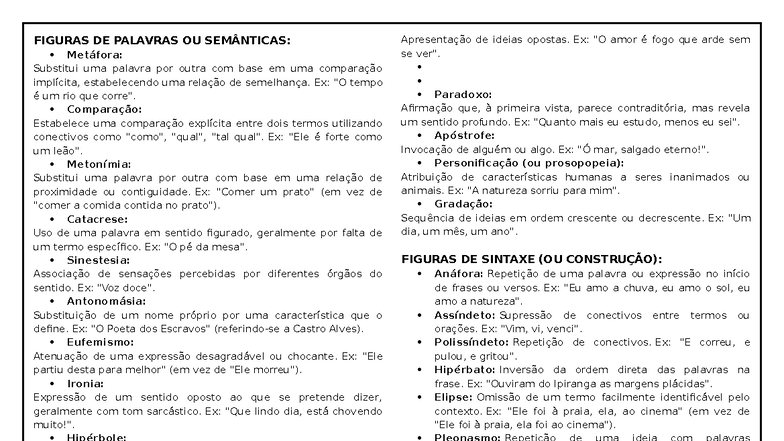 Figuras DE Linguagens - FIGURAS DE PALAVRAS OU SEMÂNTICAS: Metáfora ...