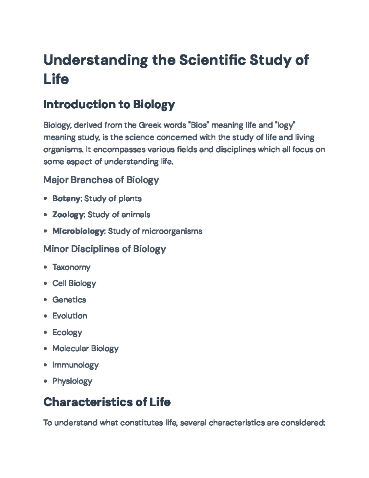 Introduction to Biology: Understanding Life and Its Scientific Study ...