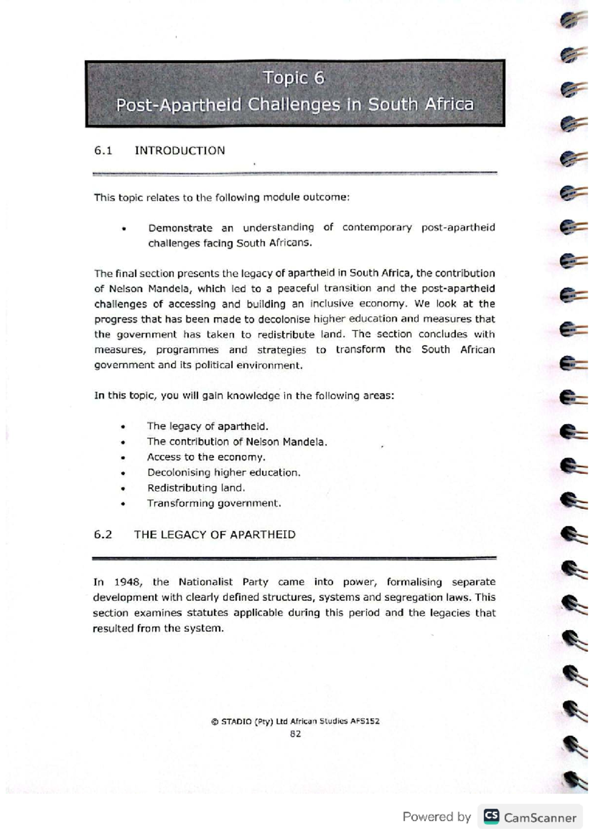 AFS152 Topic 6: Challenges in South Africa - Legacy of Apartheid and ...