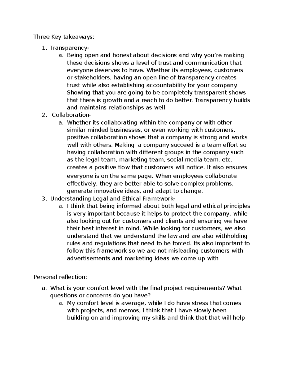 8-2 Video Script: Key Takeaways on Transparency, Collaboration, and ...