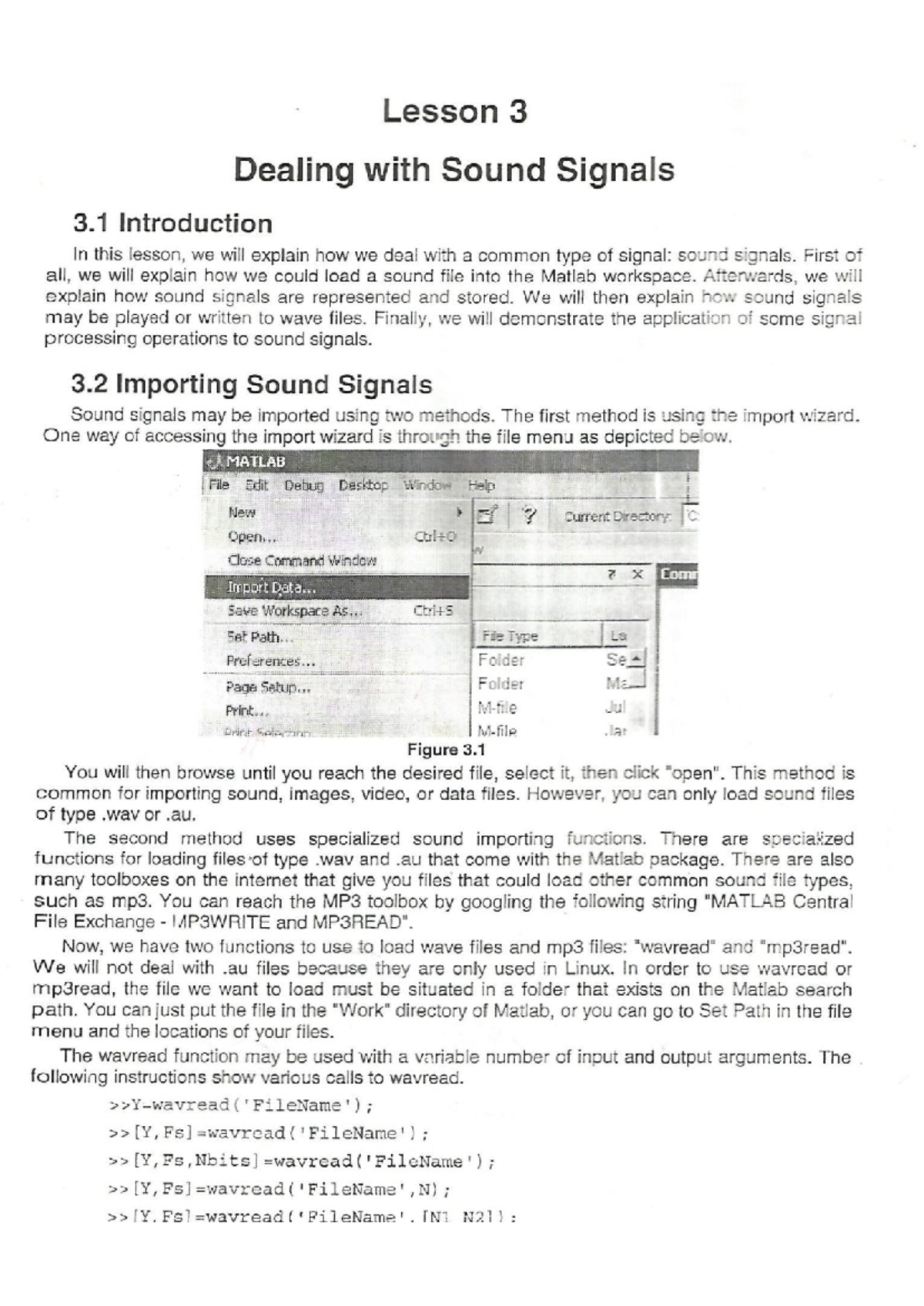 Lesson 3: Sound Signal Processing in MATLAB (Lab3) - Studocu