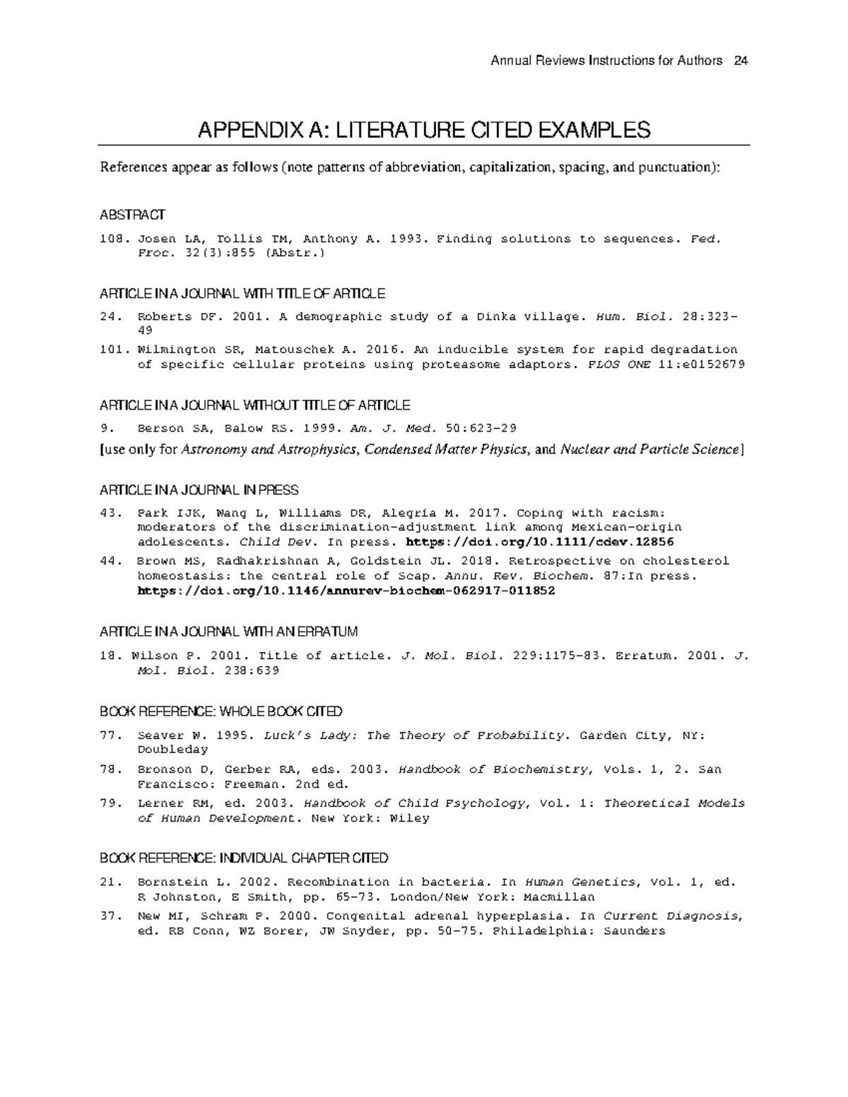 Annual Reviews Reference Guide for Authors and Citations - Studocu