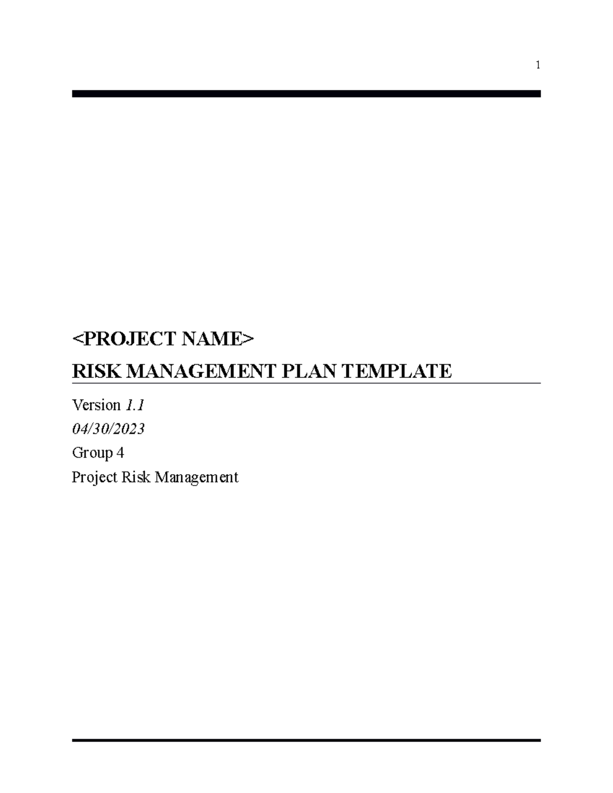 Final Draft of Risk Management Plan for IT Project (Group 4) - Studocu